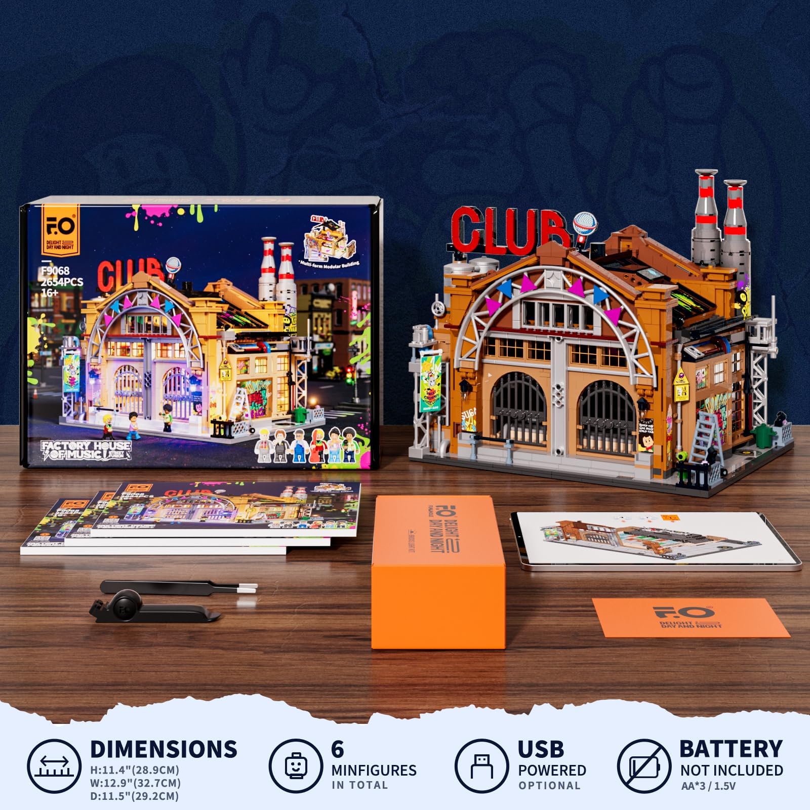 FUNWHOLE Factory House of Music Lighting Building Bricks Set - Street Fusion Music Club City Town Fully Accessible Multi-Form Modular Collection Kit 2654 Pcs for Adults & Teens & Street Culture Lovers - Image 7