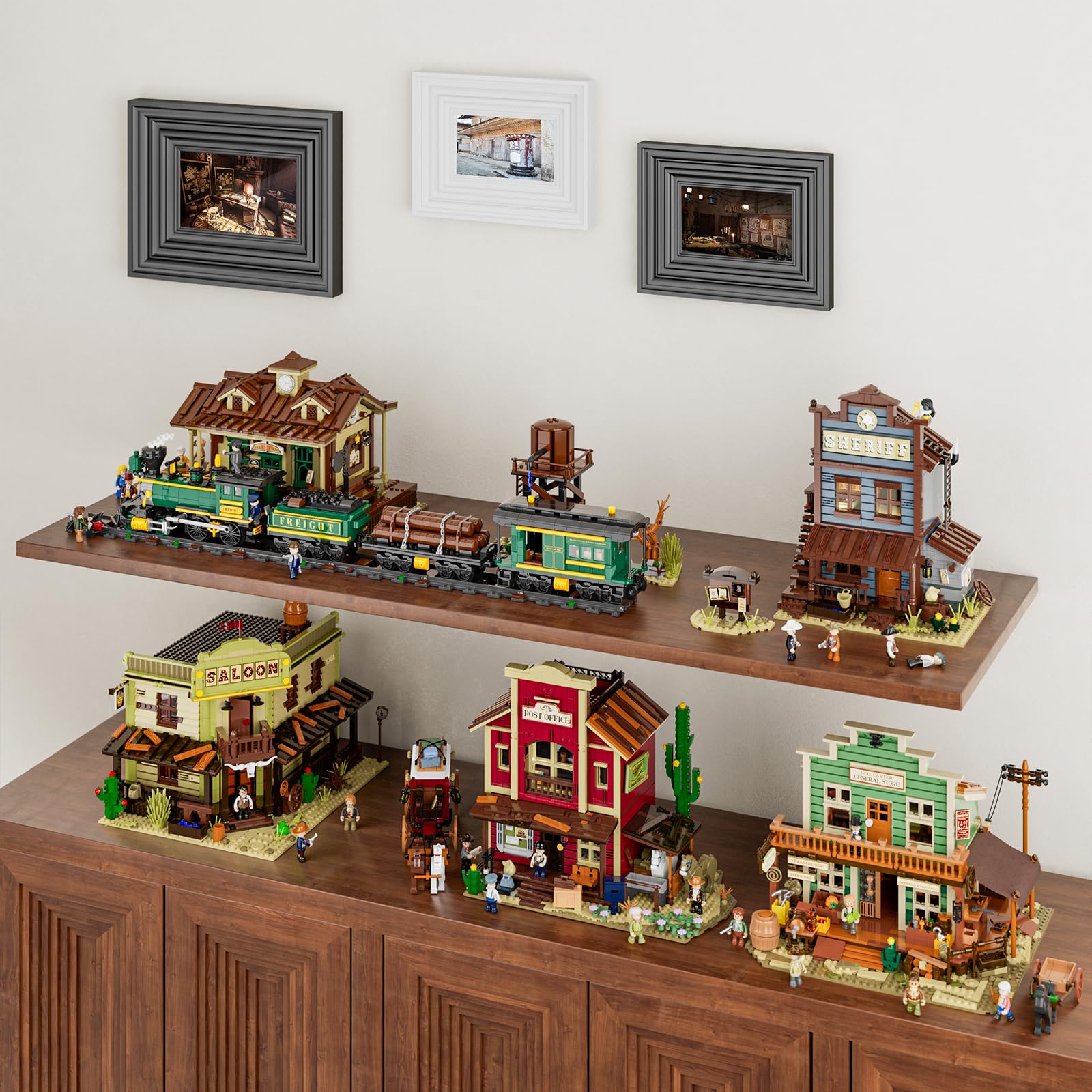 FUNWHOLE Old West Post Office Lighting Building-Bricks Set - 1692 Pcs The Wild West Town Collection Display Set for Adults and West Lovers - Image 7