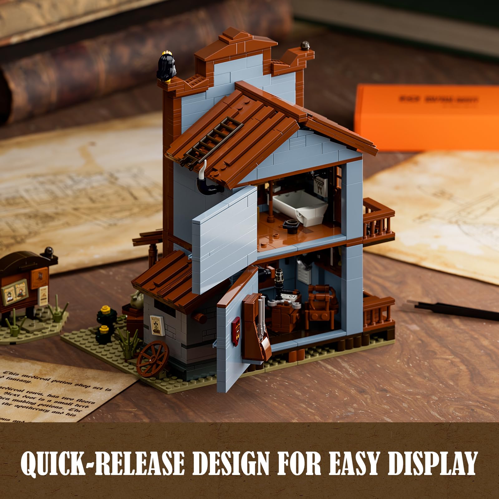 Funwhole Sheriff's-Office Lighting Building-Bricks Set - The Old West Sheriff's Office LED Light Construction Building Model Set 1240 Pcs for Adults and Teen - Image 8