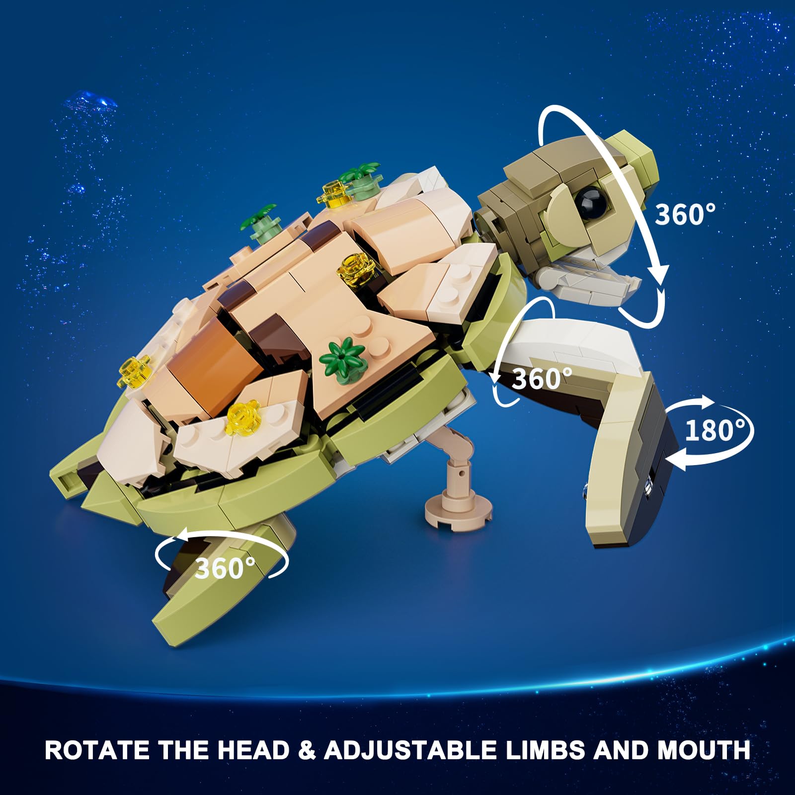 FUNWHOLE Turtle Reef Dream Lighting Building-Bricks Set - 835 Pcs Ocean Plants Collection Ideas Set for Adult and Teens - Image 4