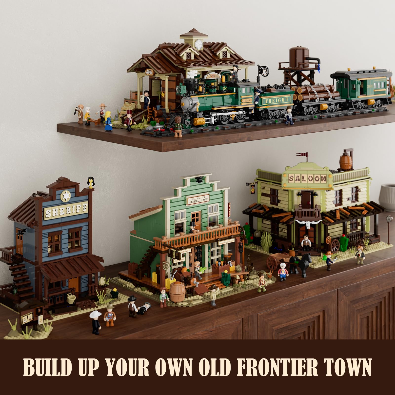 FUNWHOLE Western General Store Lighting Building-Bricks Set - 1895 Pcs The Old West Town Collection Display Set for Adults and West Lovers - Image 6