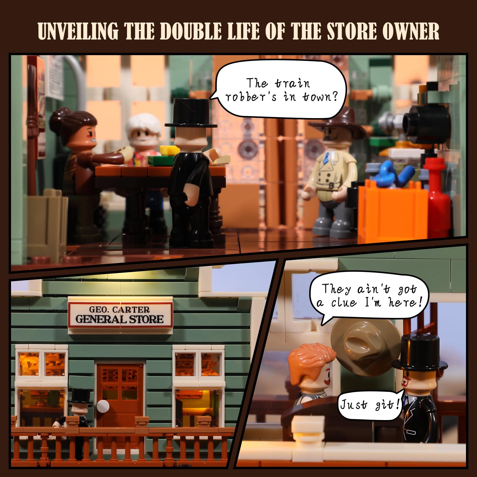 FUNWHOLE Western General Store Lighting Building-Bricks Set - 1895 Pcs The Old West Town Collection Display Set for Adults and West Lovers - Image 7
