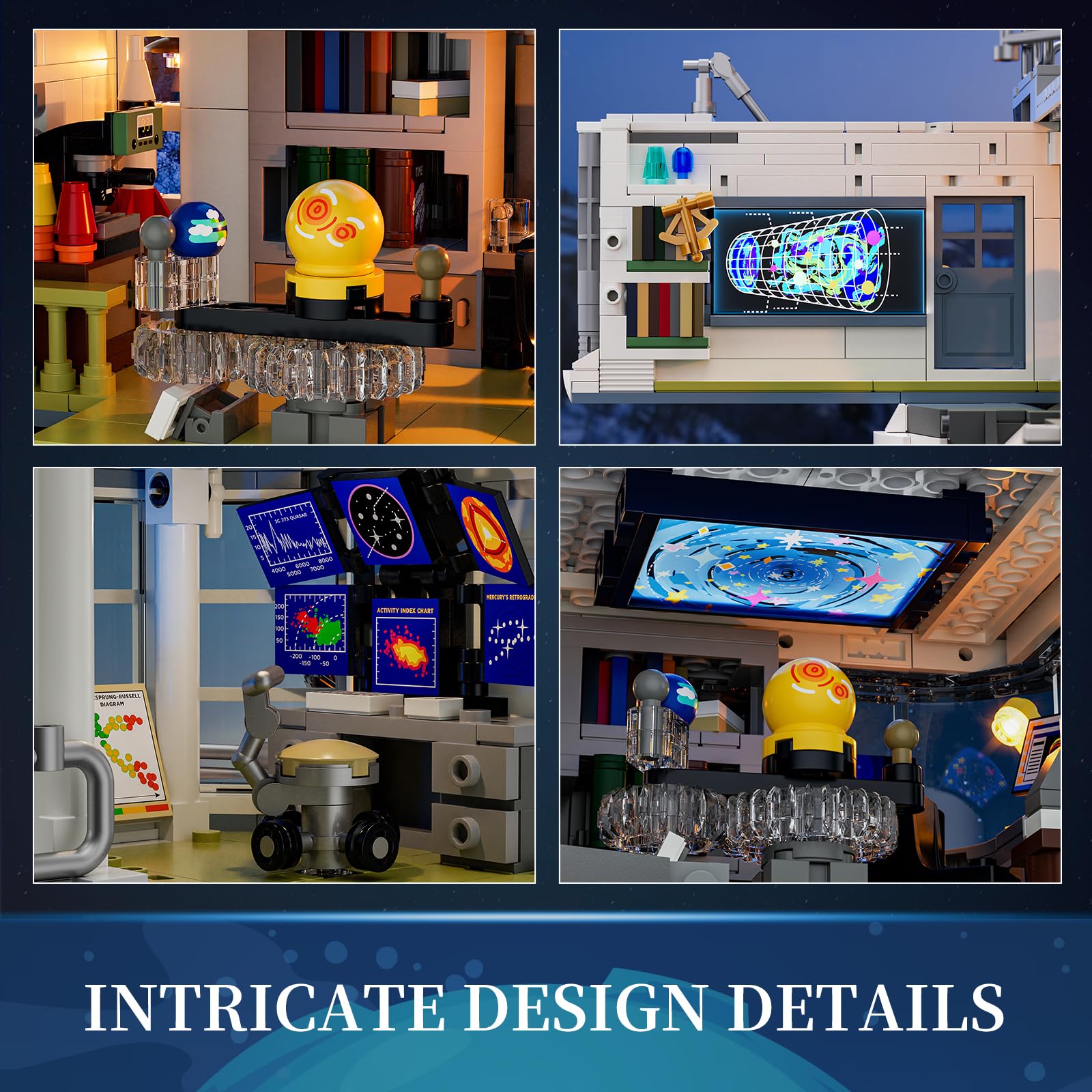 Lumibricks Alpine Observatory Lighting Building-Bricks Set with The Galaxy Projector, 2437 Pcs Space Themed Room Decor for Astronomy and Space Lovers - Image 5