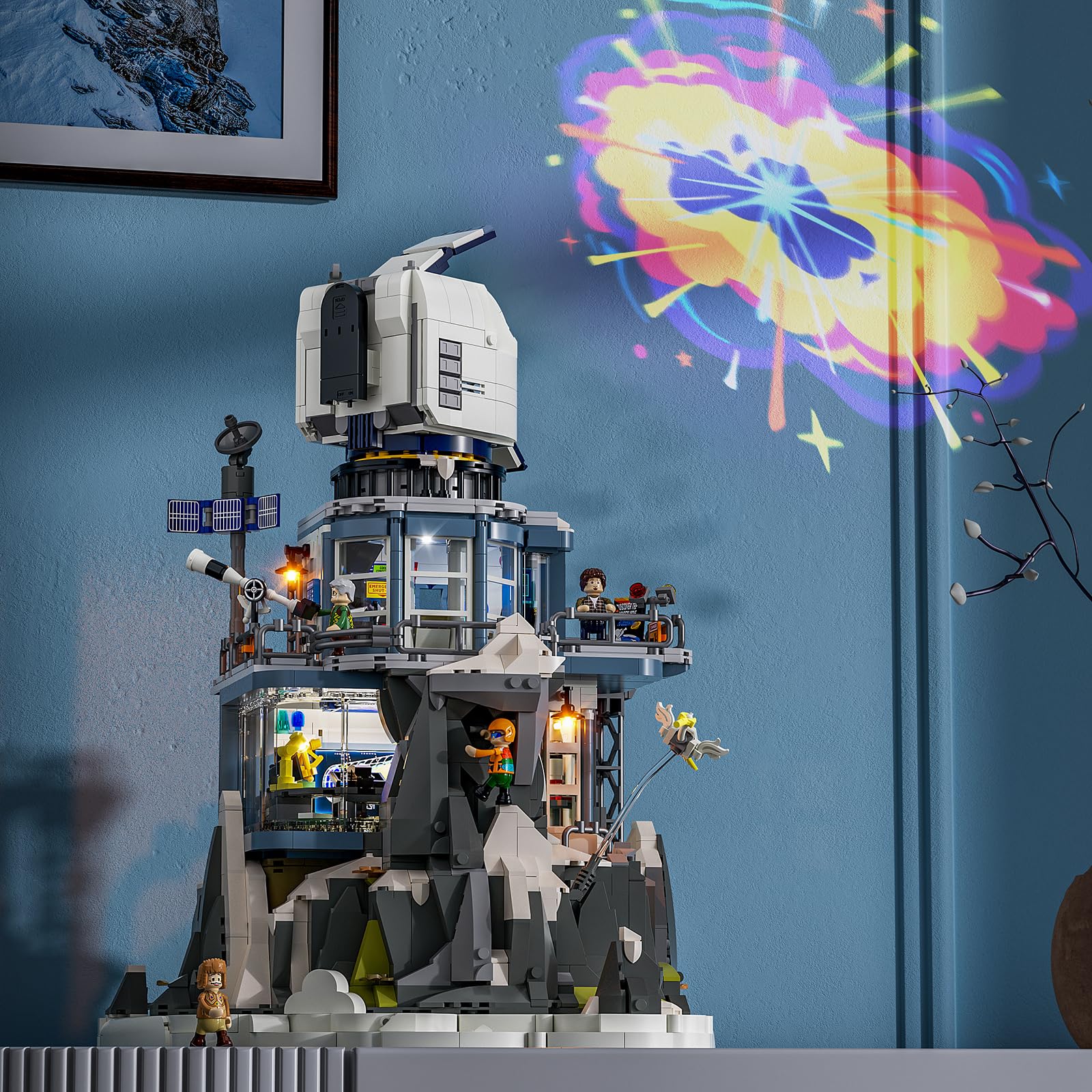 Lumibricks Alpine Observatory Lighting Building-Bricks Set with The Galaxy Projector, 2437 Pcs Space Themed Room Decor for Astronomy and Space Lovers - Image 7