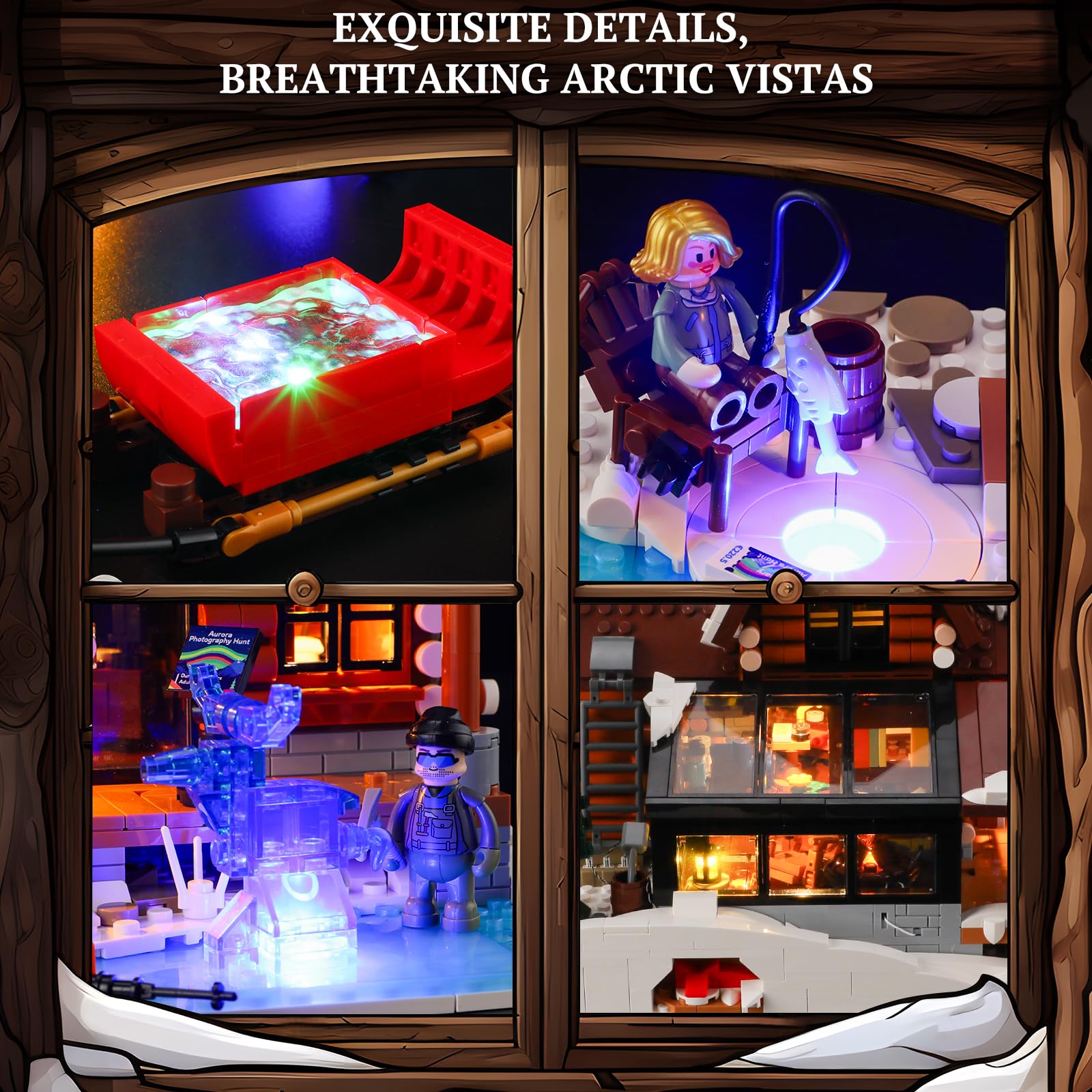 LUMIBRICKS Aurora-Cabin Christmas Lighting-Building-Bricks Set - 2425 Pcs Retro House Winter Lodge LED Light Construction Building Christmas Village Model Set for Adults and Families - Image 4