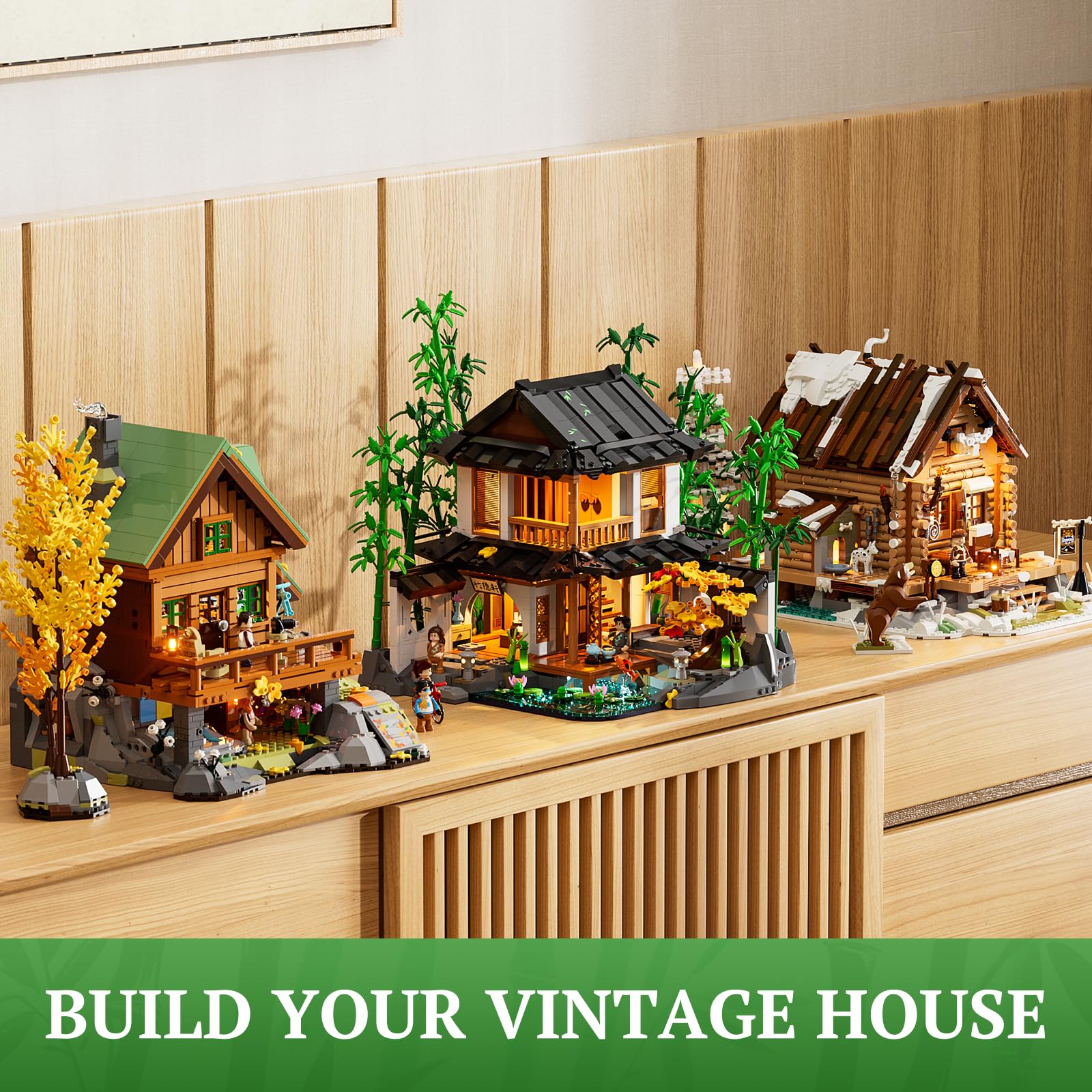 Lumibricks Bamboo-House Lighting Building-Bricks Set - Retro Chinese Bamboo Cabin and Treehouse Collection LED Light Set 2432 Pcs for Adults and Retro House Building Collectors - Image 7