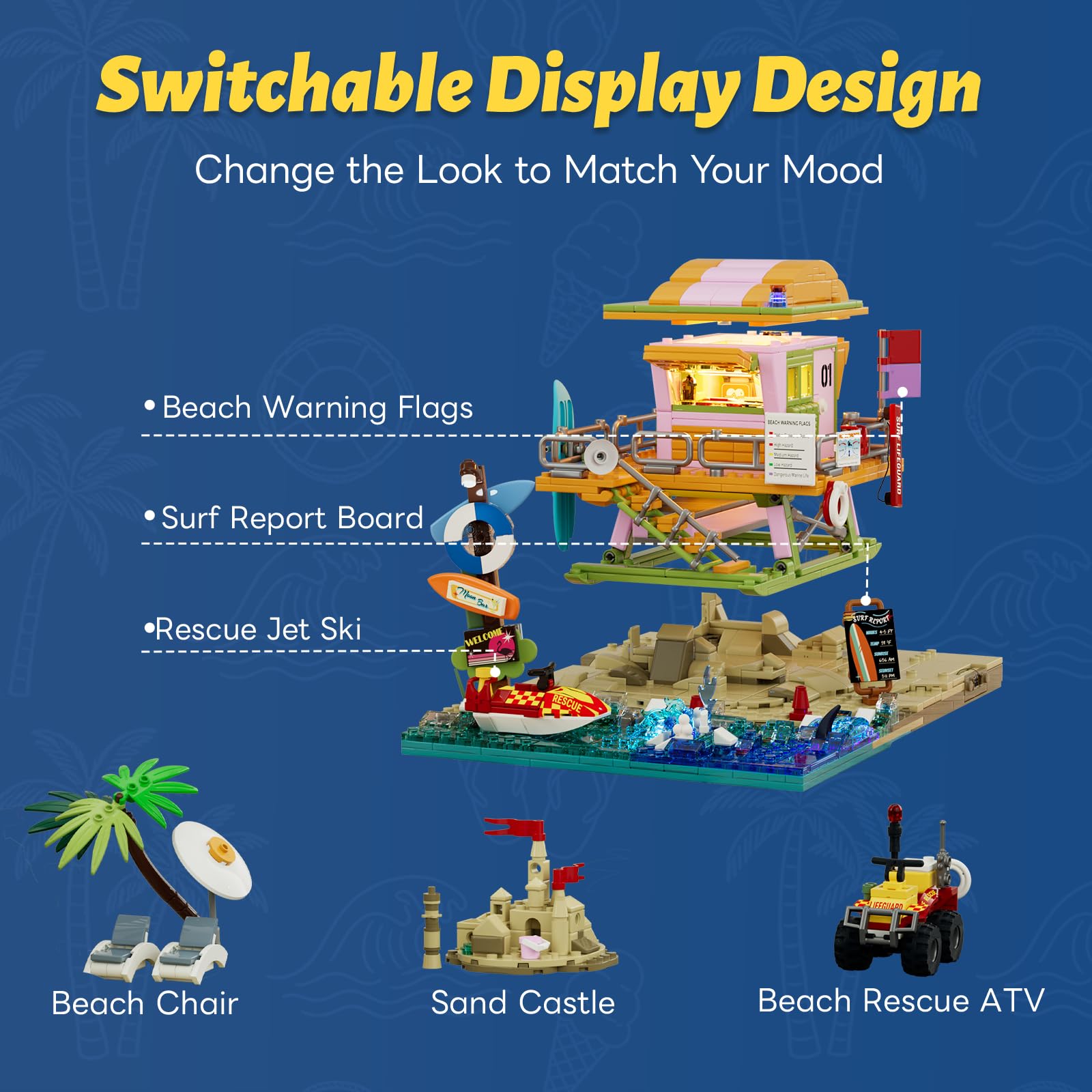 Lumibricks Beach Lifeguard Tower Lighting Building Bricks Set - 1015 Pcs Road Trip Lifeguard Tower Light Construction Building Model Set for Adults and Travelling Lovers - Image 3