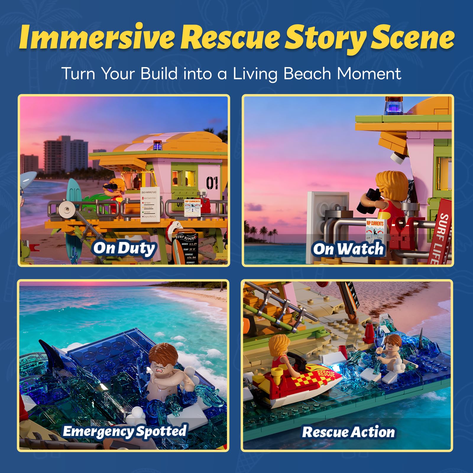 Lumibricks Beach Lifeguard Tower Lighting Building Bricks Set - 1015 Pcs Road Trip Lifeguard Tower Light Construction Building Model Set for Adults and Travelling Lovers - Image 4