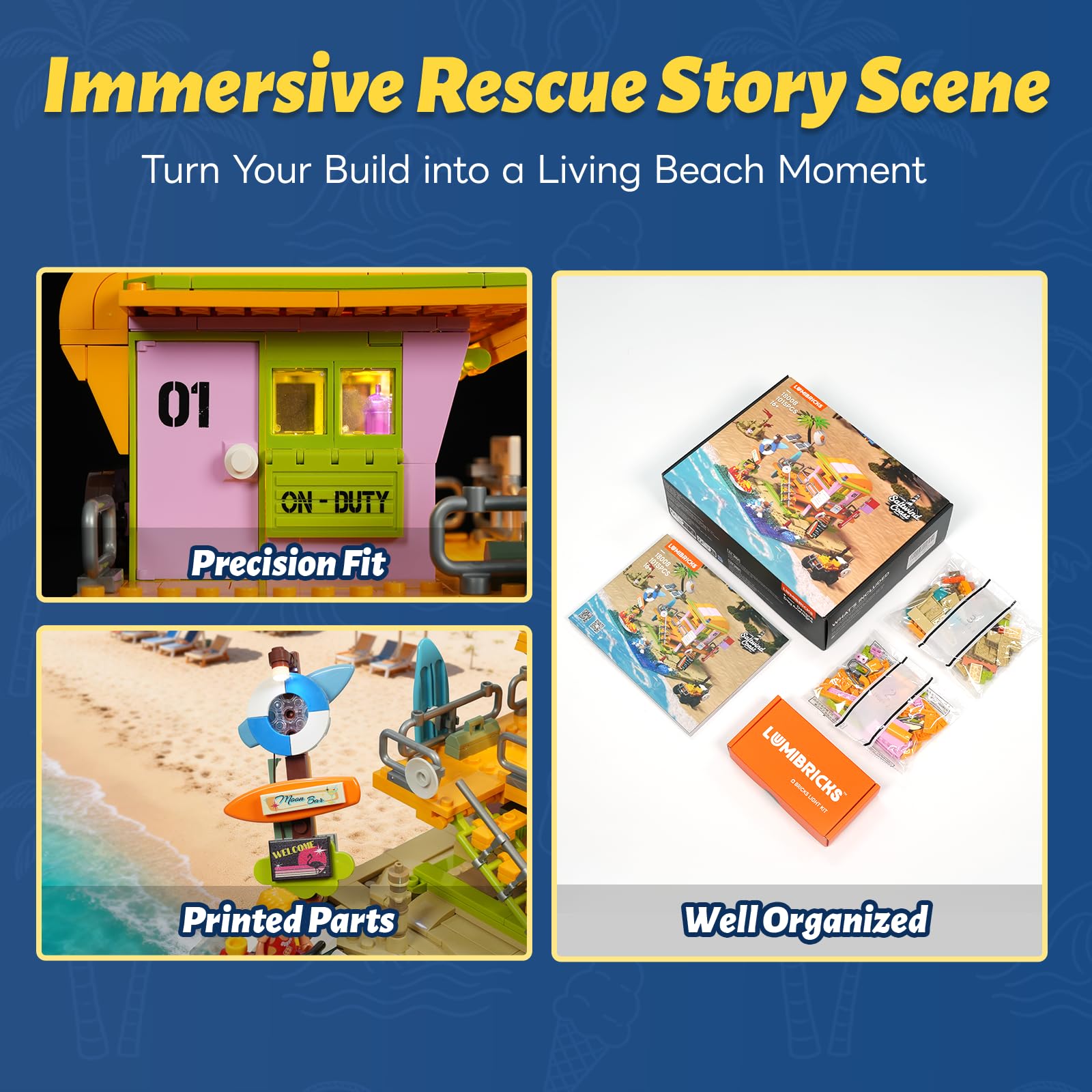 Lumibricks Beach Lifeguard Tower Lighting Building Bricks Set - 1015 Pcs Road Trip Lifeguard Tower Light Construction Building Model Set for Adults and Travelling Lovers - Image 5