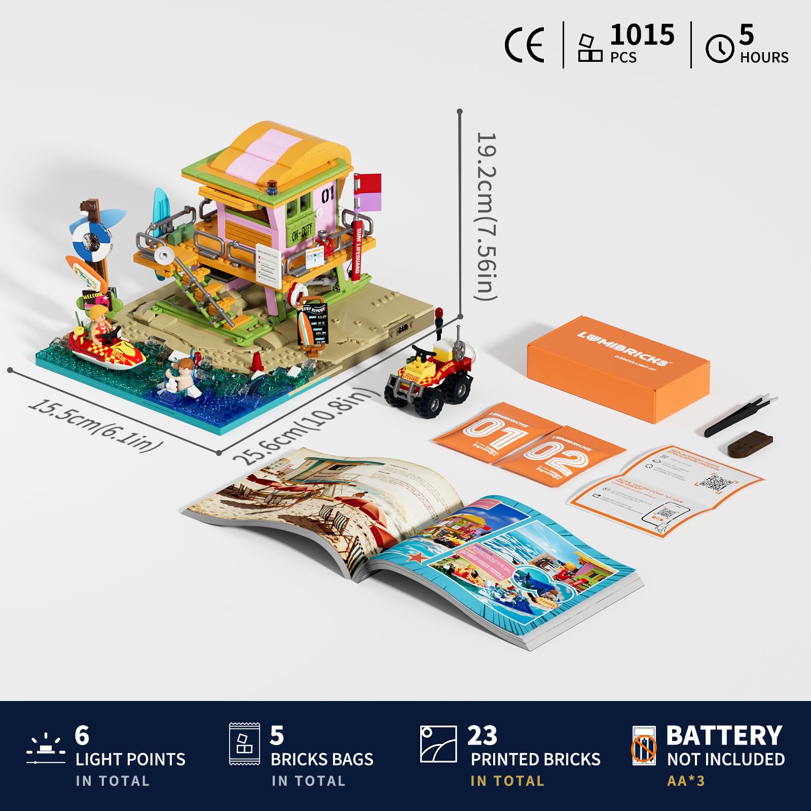 Lumibricks Beach Lifeguard Tower Lighting Building Bricks Set - 1015 Pcs Road Trip Lifeguard Tower Light Construction Building Model Set for Adults and Travelling Lovers - Image 8