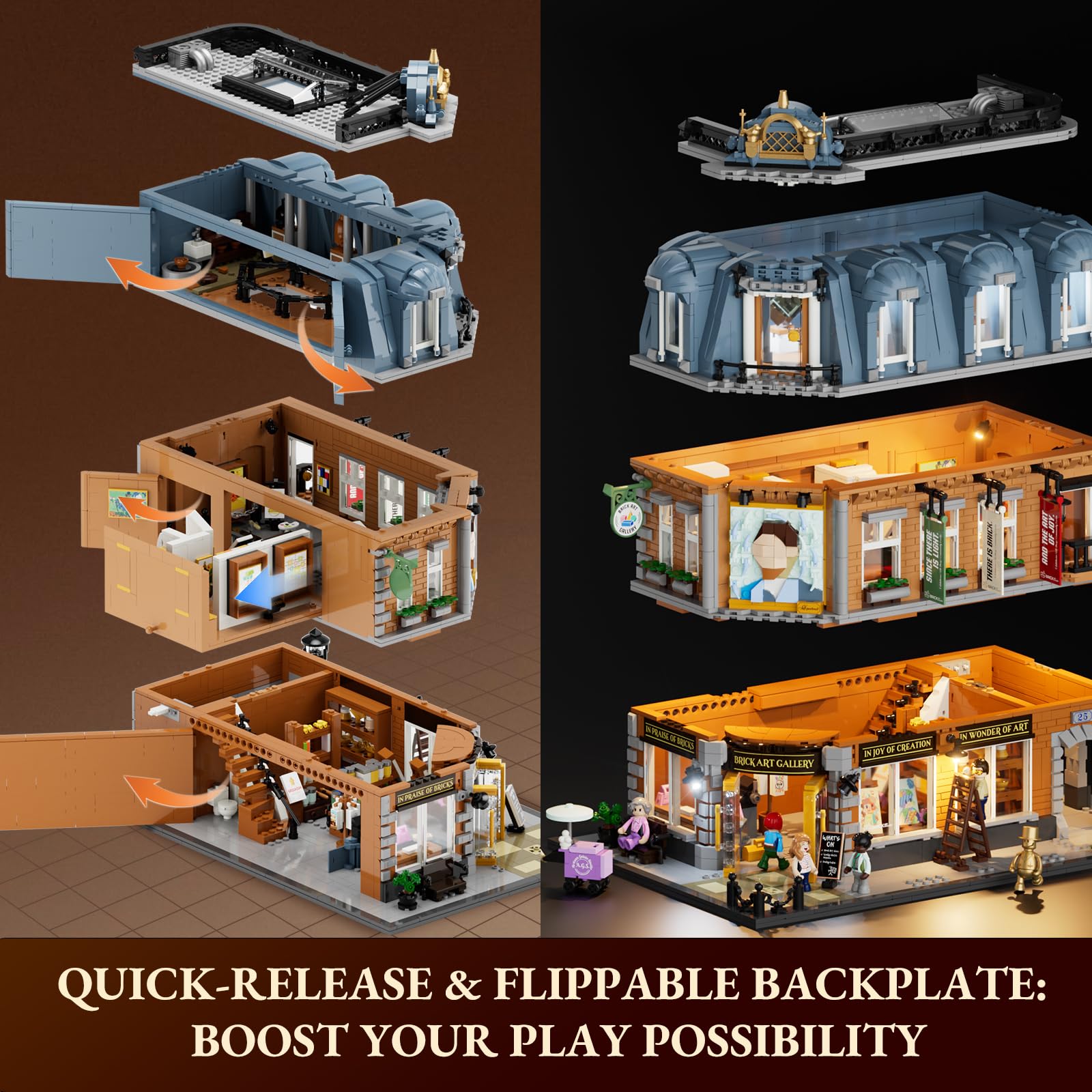 Lumibricks Brick Art Gallery Lighting Building Bricks Set - Town Life City Modular Collection Kit with Minifigures 3400 Pcs for Adults & Teen & Visual Art Lovers - Image 3