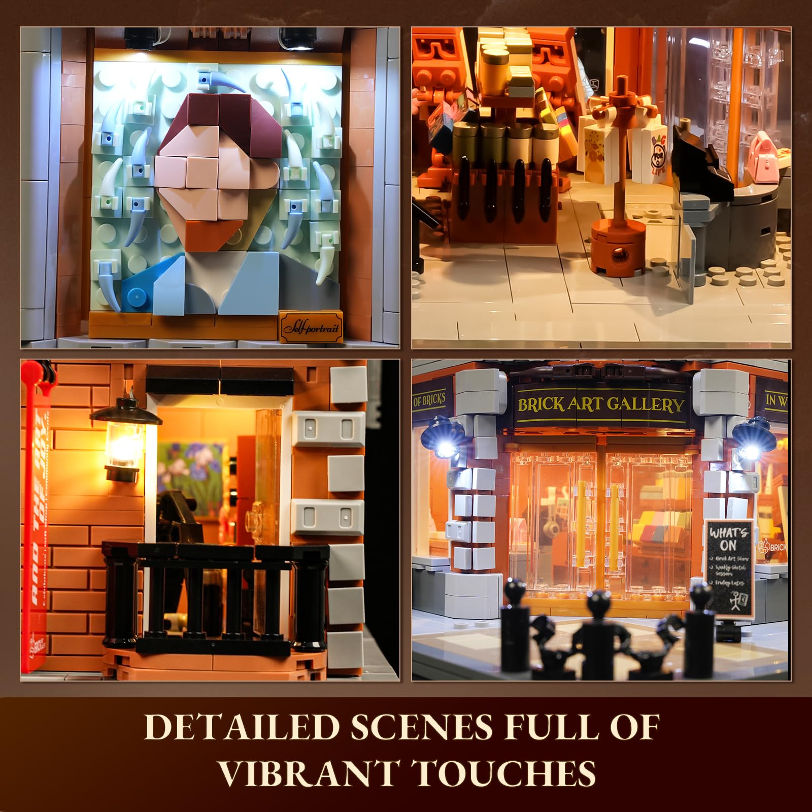 Lumibricks Brick Art Gallery Lighting Building Bricks Set - Town Life City Modular Collection Kit with Minifigures 3400 Pcs for Adults & Teen & Visual Art Lovers - Image 4