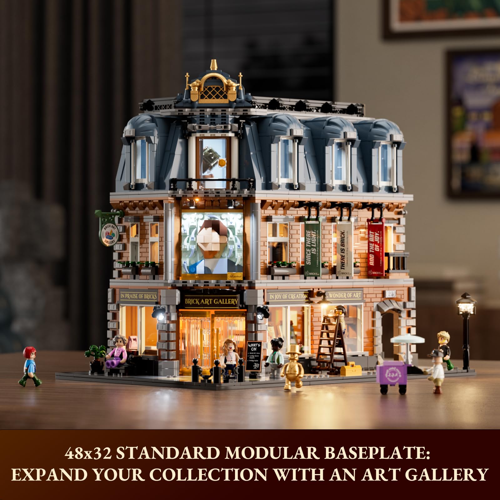 Lumibricks Brick Art Gallery Lighting Building Bricks Set - Town Life City Modular Collection Kit with Minifigures 3400 Pcs for Adults & Teen & Visual Art Lovers - Image 6