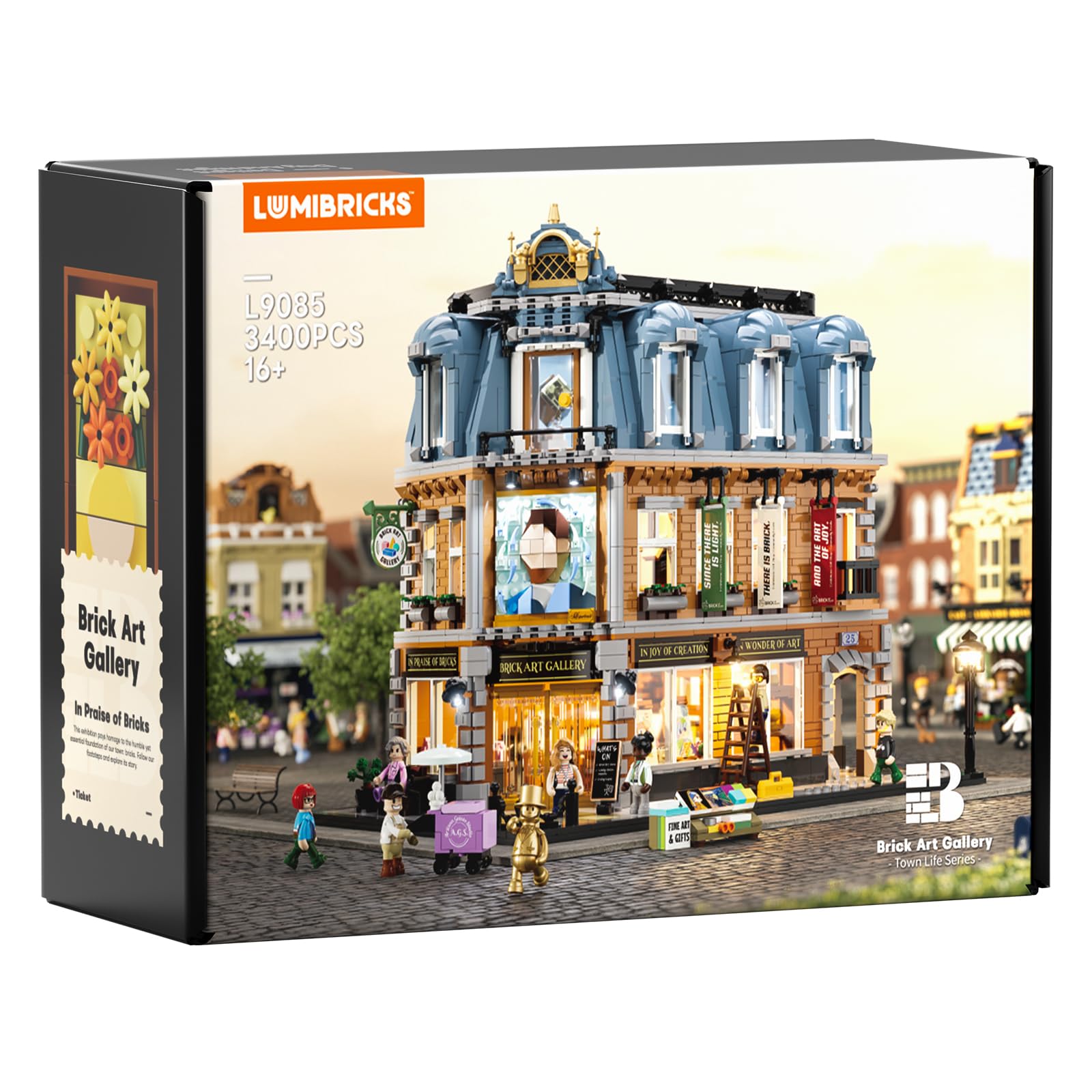 Lumibricks Brick Art Gallery Lighting Building Bricks Set - Town Life City Modular Collection Kit with Minifigures 3400 Pcs for Adults & Teen & Visual Art Lovers - Image 8