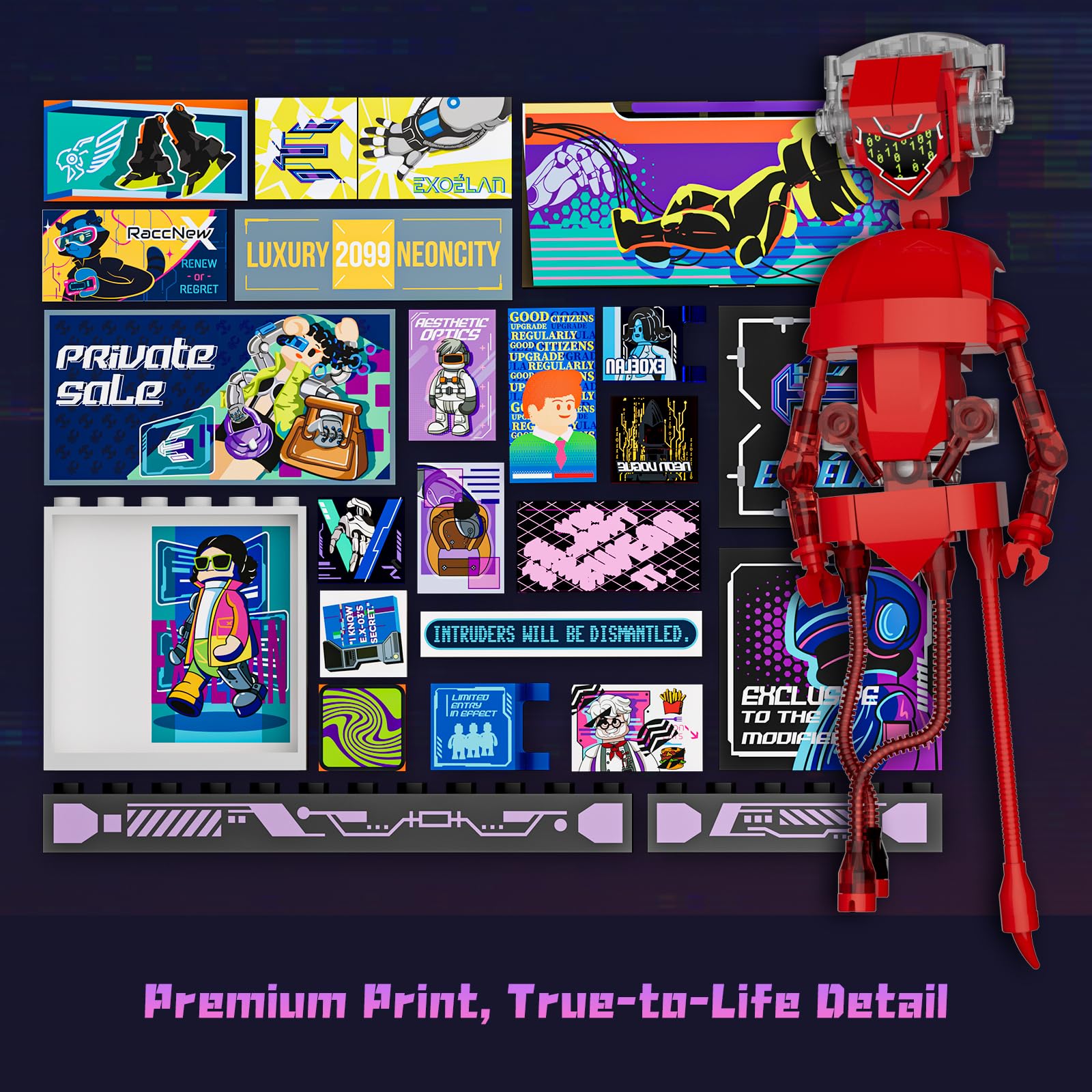 Lumibricks Cyber Couture Galleria Building Set - Cyberpunk Neon City Future Style Toy with Light Kit for Home Decor - Amazing Gift Idea for Boys & Girls, Adults & Sci-fi Lovers, 2701 Pcs - Image 3