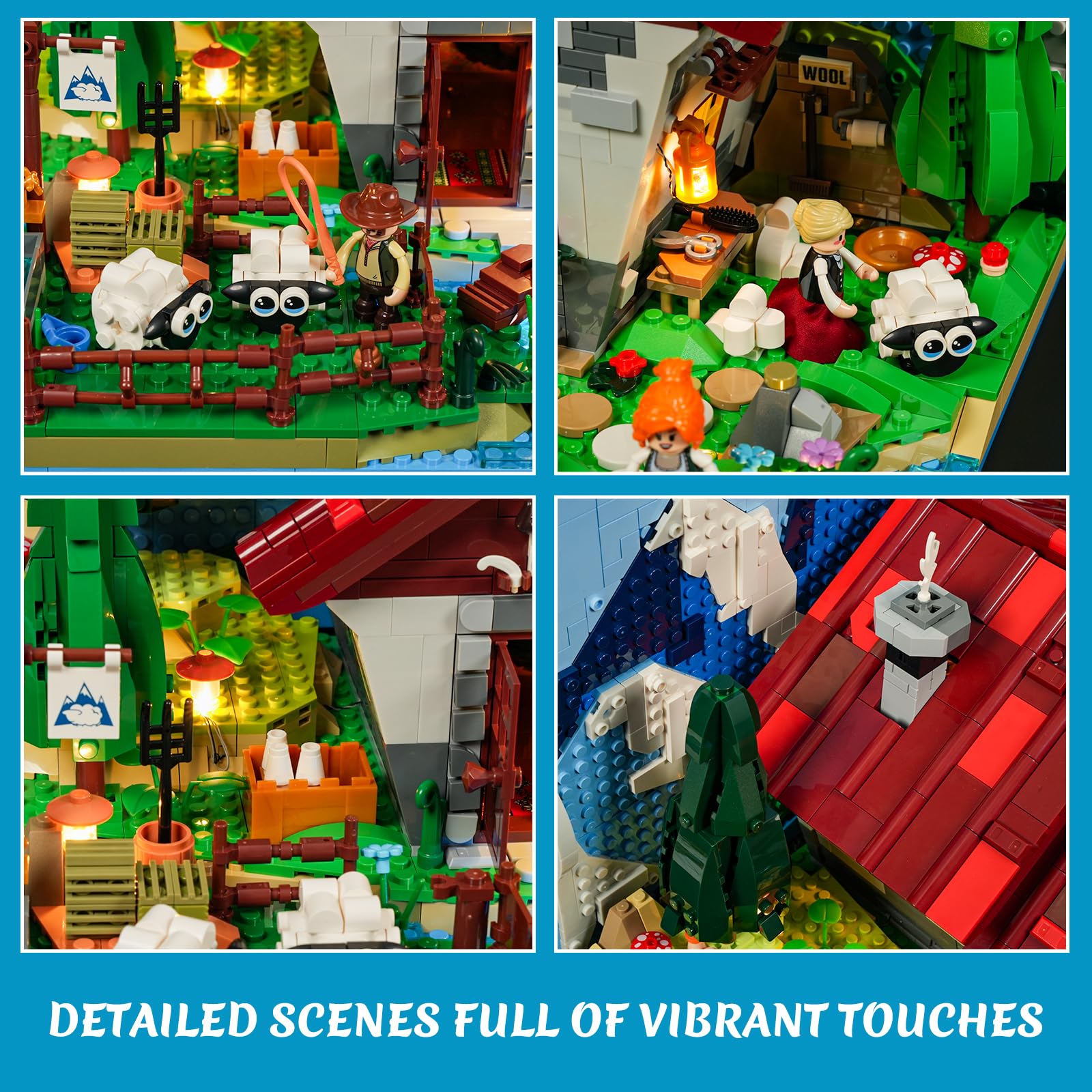 Lumibricks Farm Shepherd's-Cottage Lighting Building-Bricks-Set - Farm Life Sheep Stone House Collection LED Light Cottage Model Display Set 2265 Pcs for Adults - Image 4