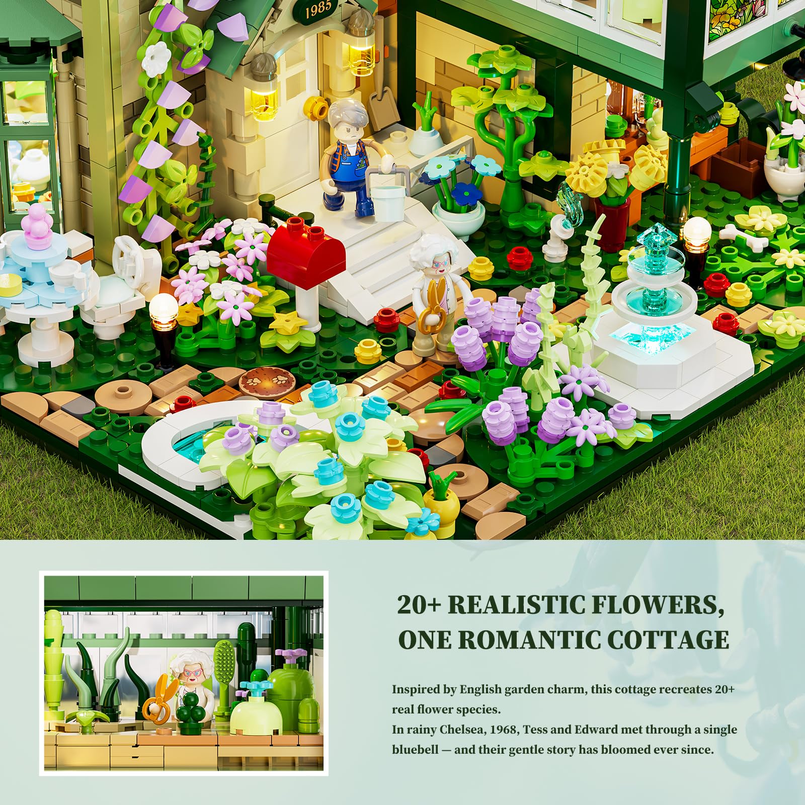 Lumibricks Garden Cottage Lighting Building Bricks Set - 2787 Pcs Retro Garden Cabin House Construction Building Model Set for Adults and Cabin Model Lovers - Image 5