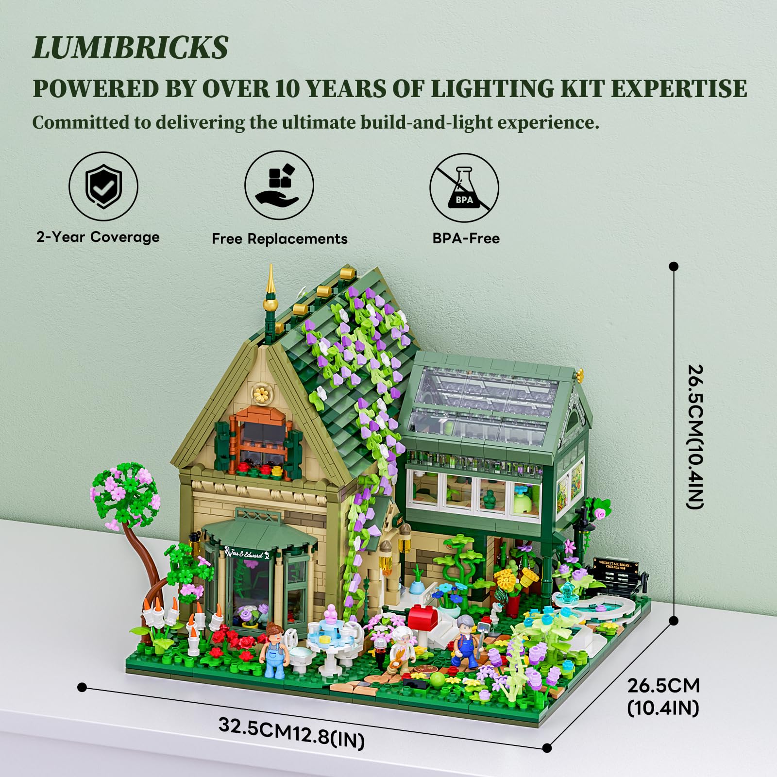 Lumibricks Garden Cottage Lighting Building Bricks Set - 2787 Pcs Retro Garden Cabin House Construction Building Model Set for Adults and Cabin Model Lovers - Image 7