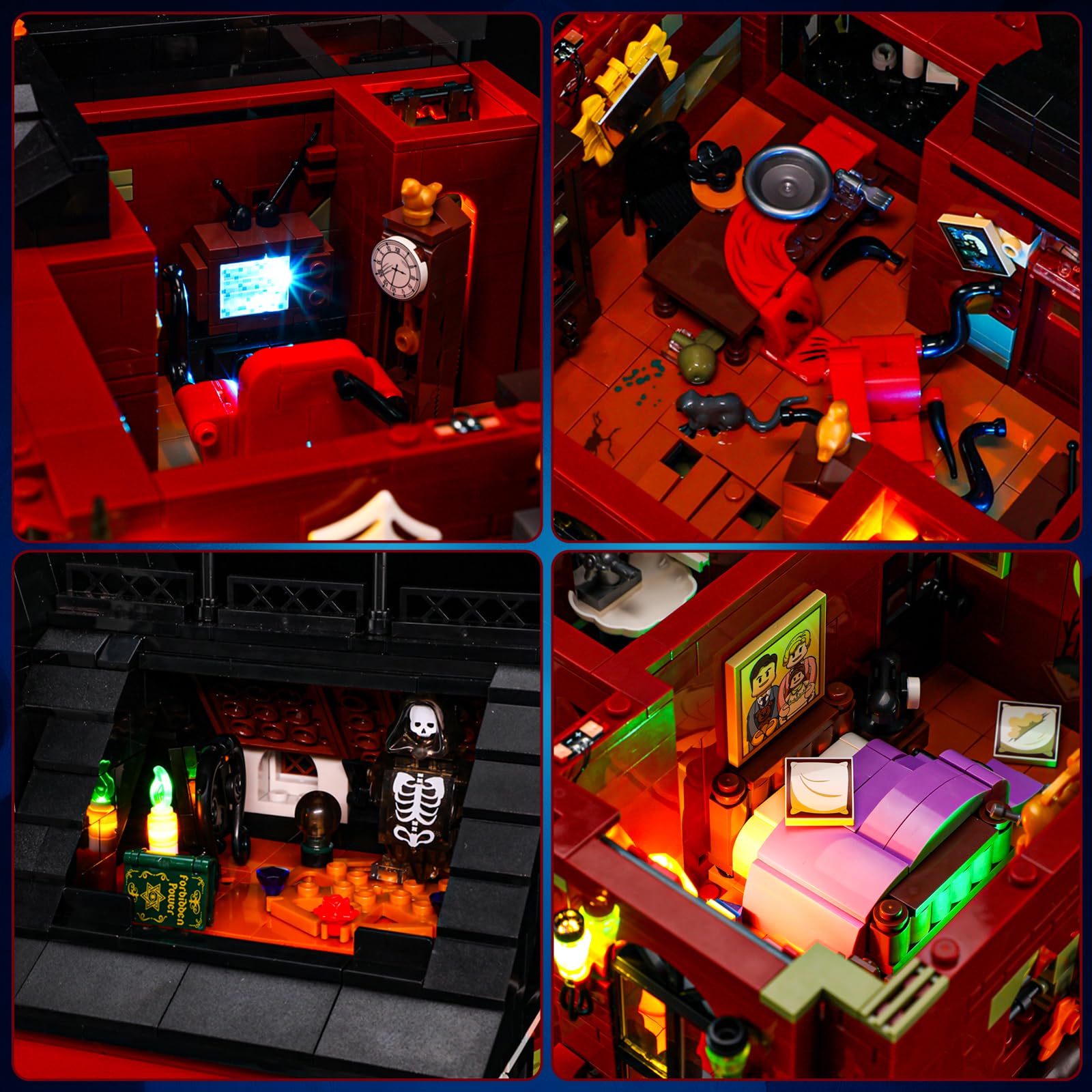 Lumibricks Halloween Midnight Haunted Mansion Lighting Building Bricks Set - Ghost Specter Phantom House City Town Modular Collection Kit 2617 Pcs for Adults & Teens - Image 5