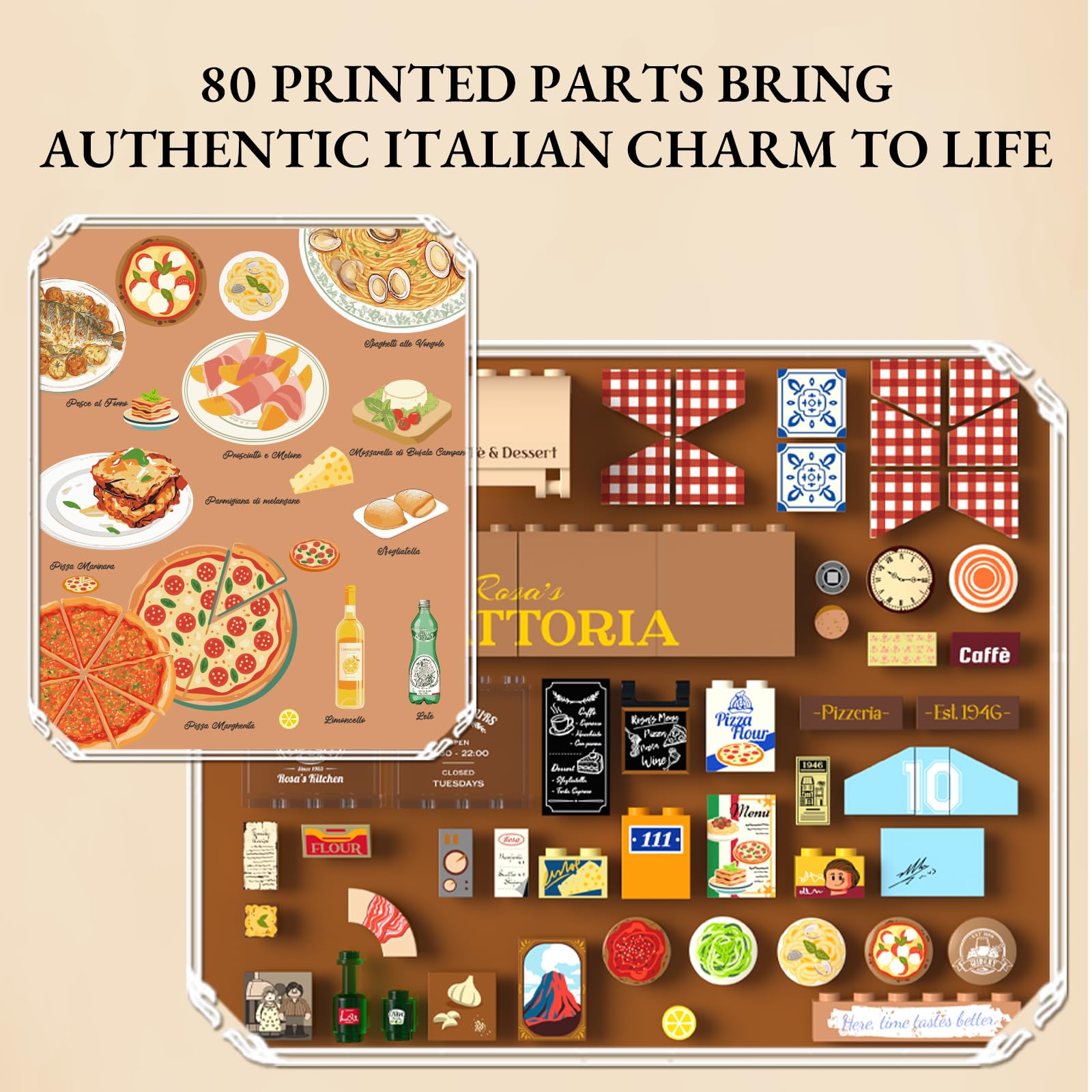 Lumibricks Italian Homestyle Restaurant Lighting Building-Bricks Set – City Town Modular Italian Trattoria & Café LED Light Building Kit 2868 Pcs Construction Set for Adults and Teens - Image 5