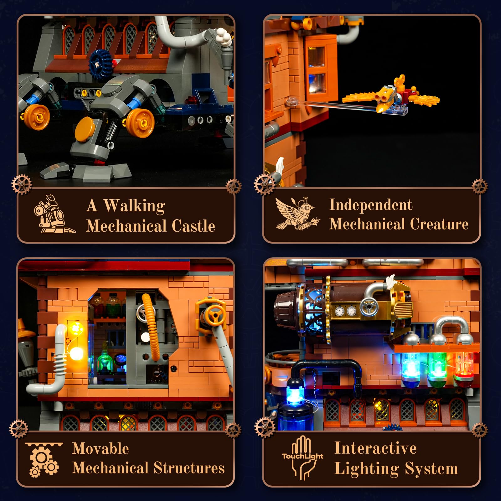 Lumibricks Mecha-Alchemist's Moving Castle Lighting Building-Bricks Set, 2690 Pcs Gearwerk Alchemy Lab Collection Display Set for Adults and Steampunk Lovers - Image 3