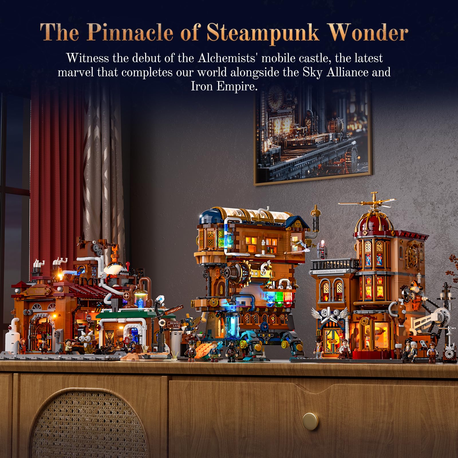 Lumibricks Mecha-Alchemist's Moving Castle Lighting Building-Bricks Set, 2690 Pcs Gearwerk Alchemy Lab Collection Display Set for Adults and Steampunk Lovers - Image 6