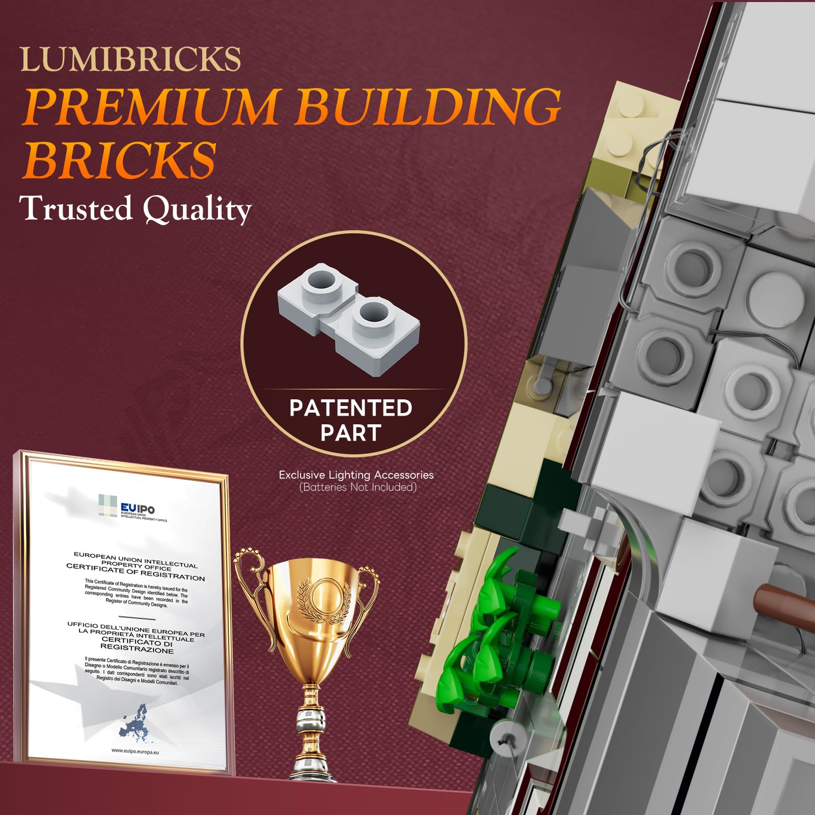 Lumibricks Medieval Castle Armory Lighting Building Bricks Set - Middle Ages City Town Modular Collection Display Kit with Minifigures 2895 Pcs for Adults & Teens - Image 3