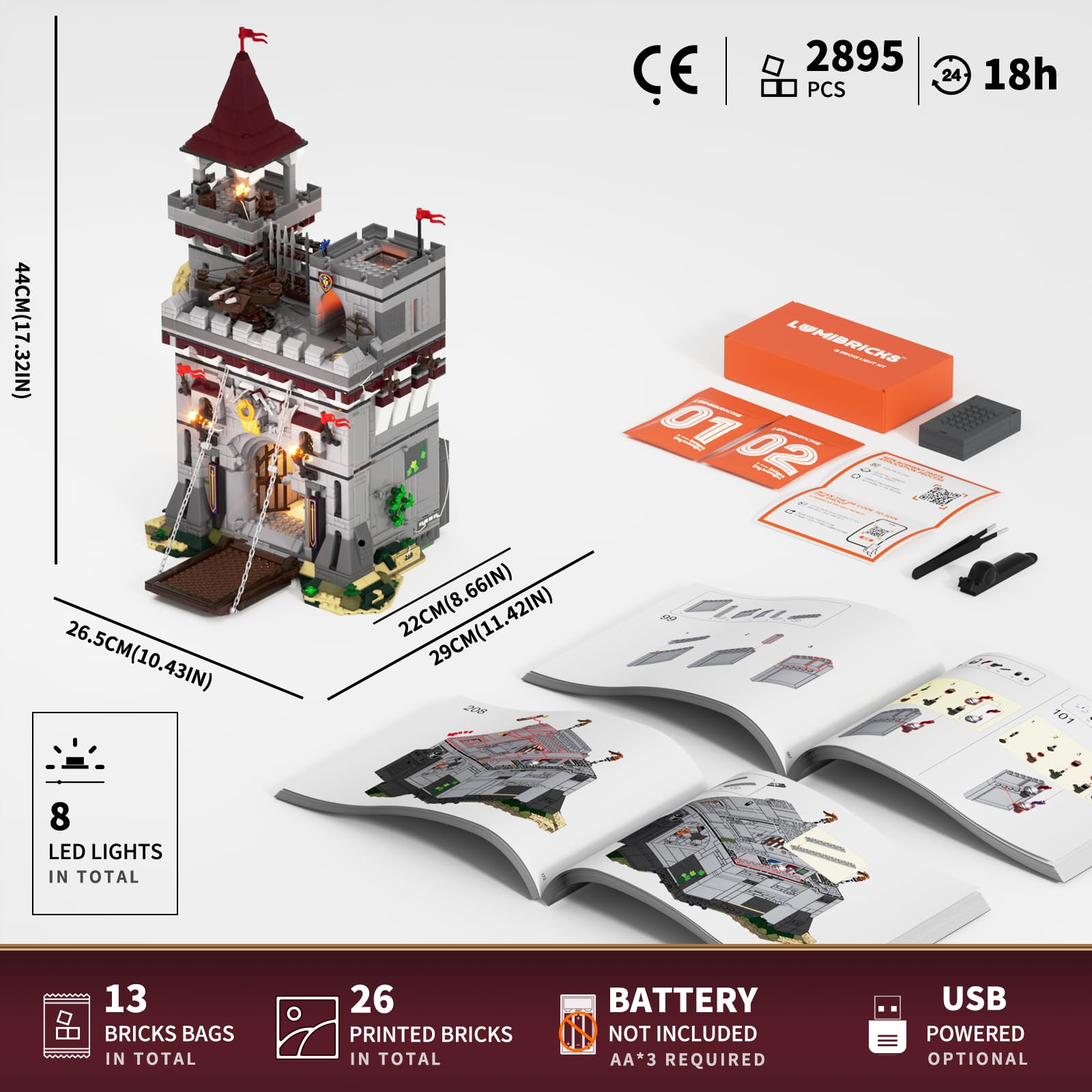 Lumibricks Medieval Castle Armory Lighting Building Bricks Set - Middle Ages City Town Modular Collection Display Kit with Minifigures 2895 Pcs for Adults & Teens - Image 7