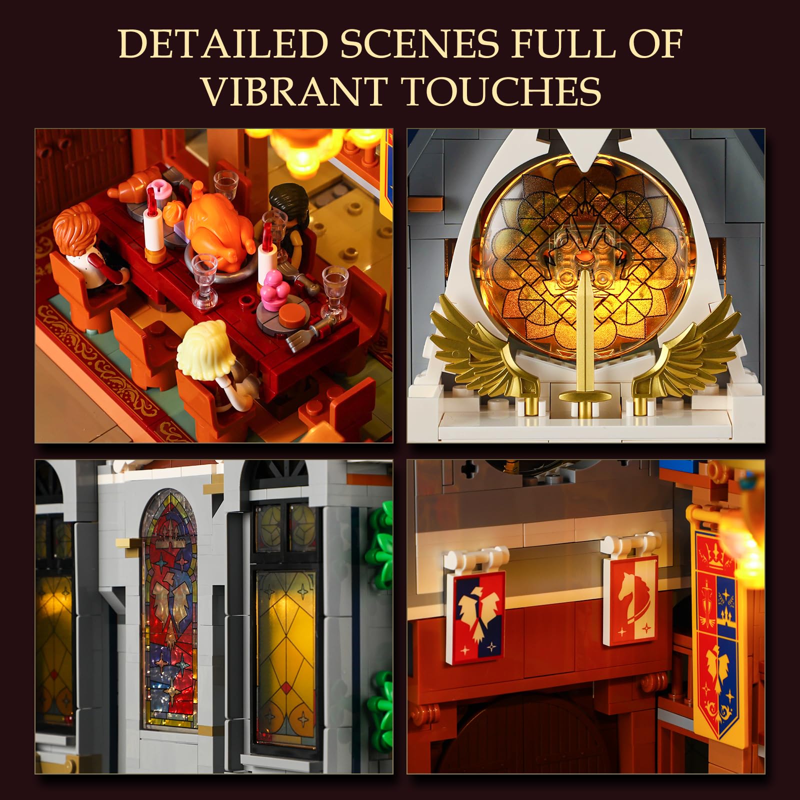 Lumibricks Medieval Castle Banquet Hall & King's Castle Treasury Building Bricks Set - Image 3