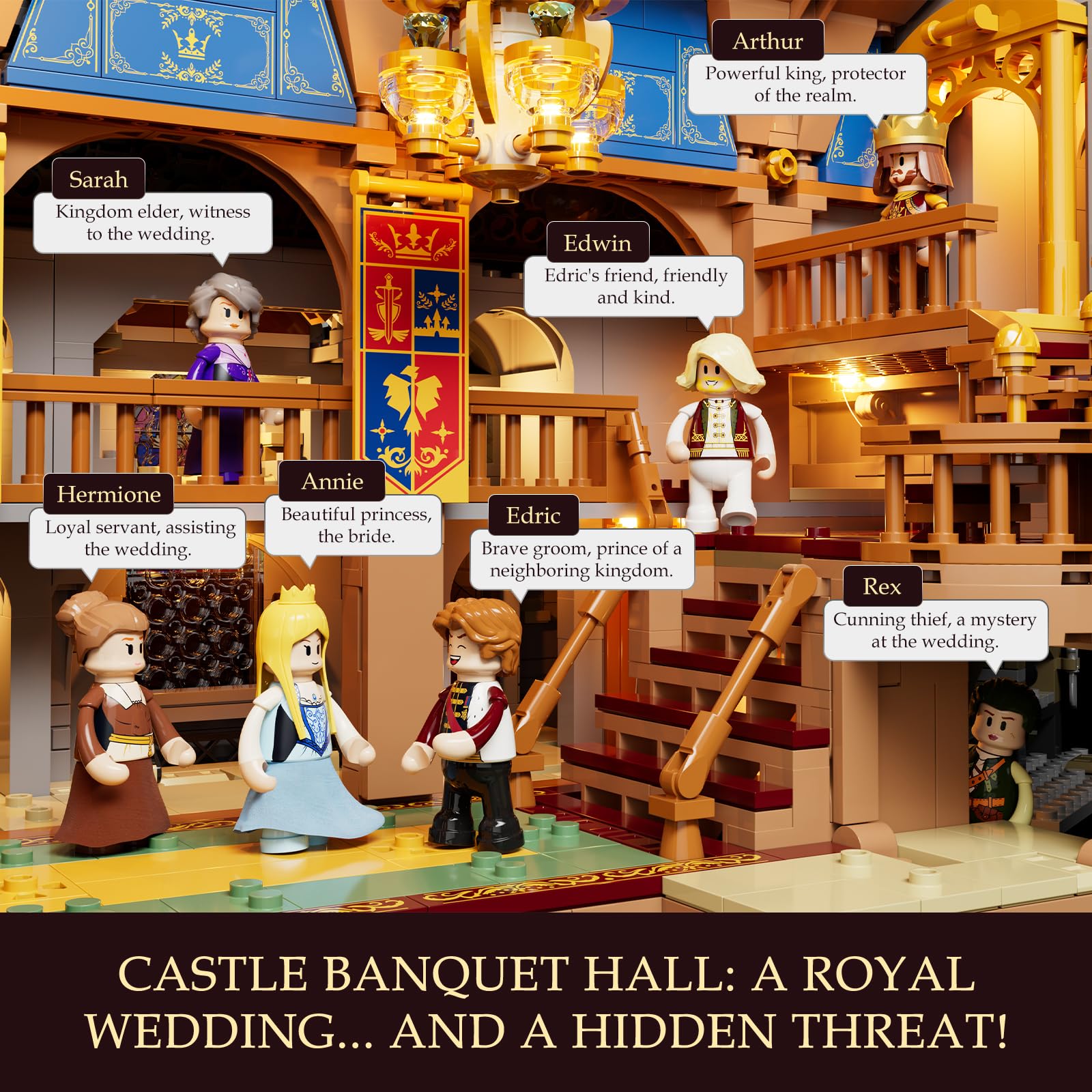 Lumibricks Medieval Castle Banquet Hall & King's Castle Treasury Building Bricks Set - Image 4