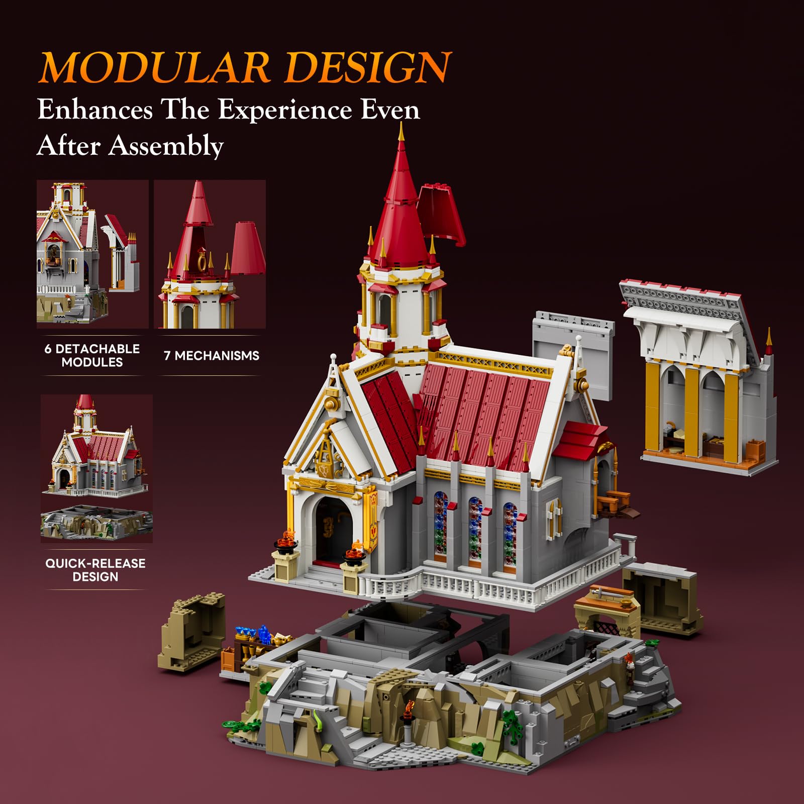 Lumibricks Medieval Castle Banquet Hall & King's Castle Treasury Building Bricks Set - Image 7