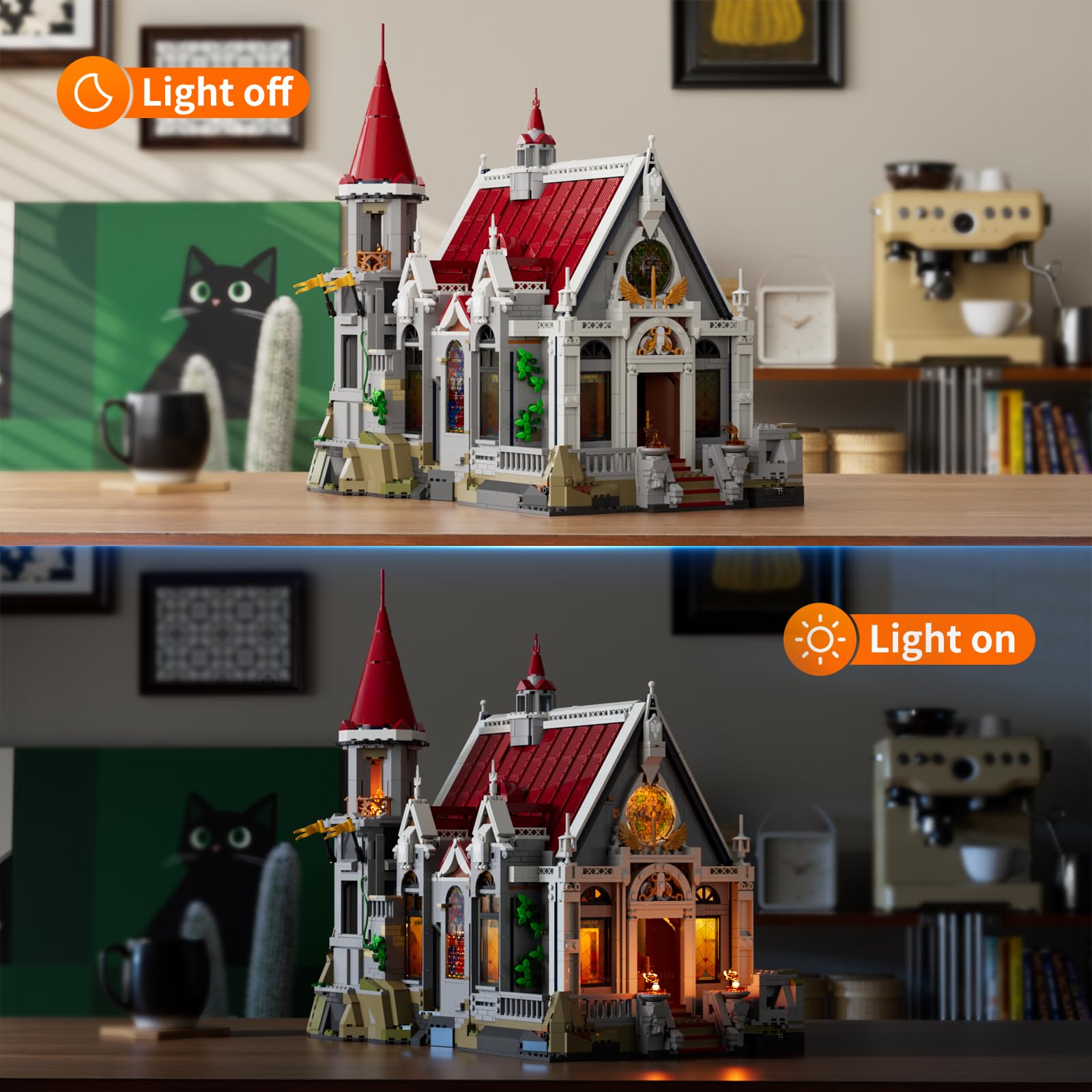 LUMIBRICKS Medieval Castle Banquet Hall Lighting Building Bricks Set - Middle Ages City Town Modular Collection Display Kit with Minifigures 3232 Pcs for Adults & Teens - Image 4