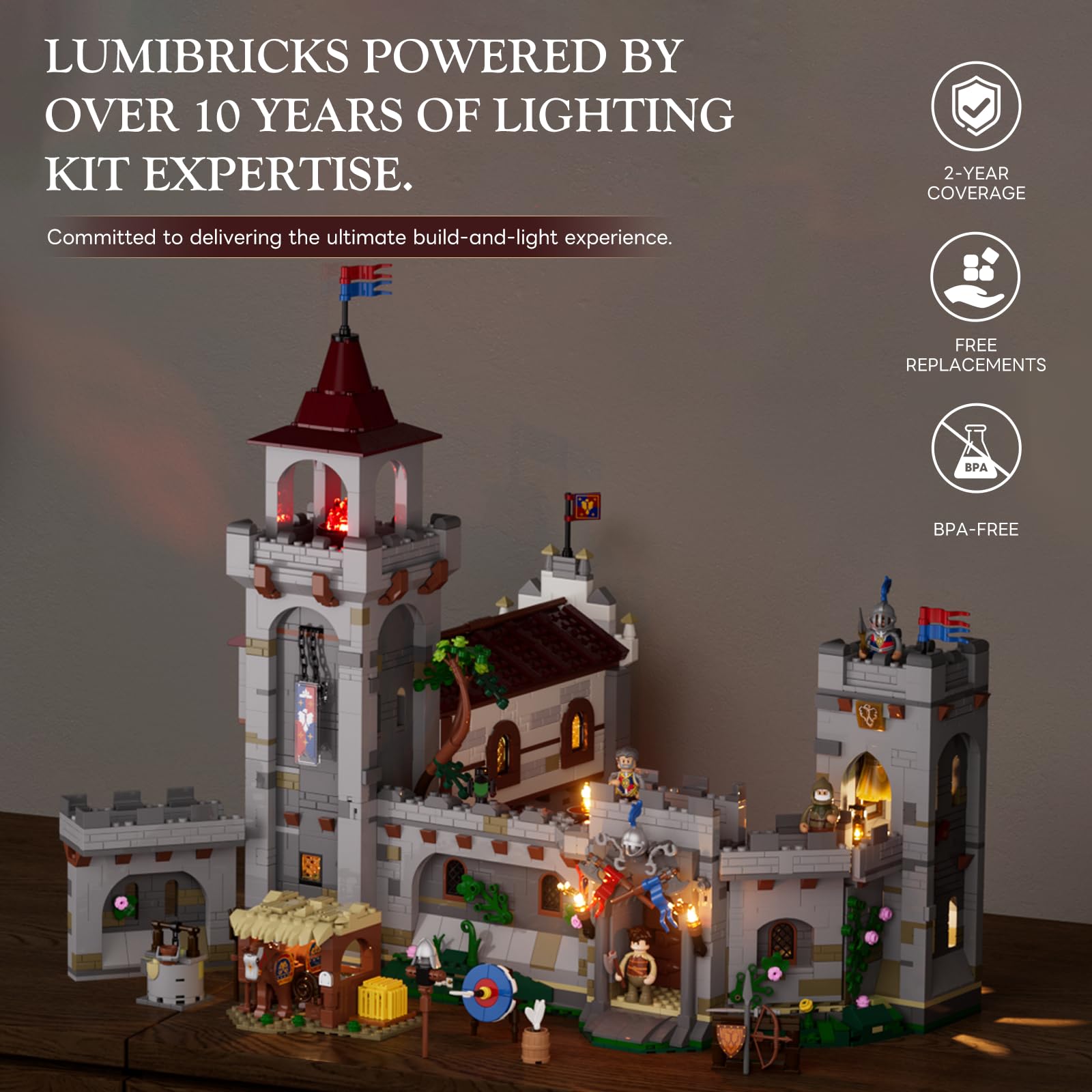 Lumibricks Medieval Guard Post Lighting Building Bricks Set - Middle Ages Castle Modular Collection Display Kit with Minifigures 2945 Pcs for Adults & Teens - Image 6