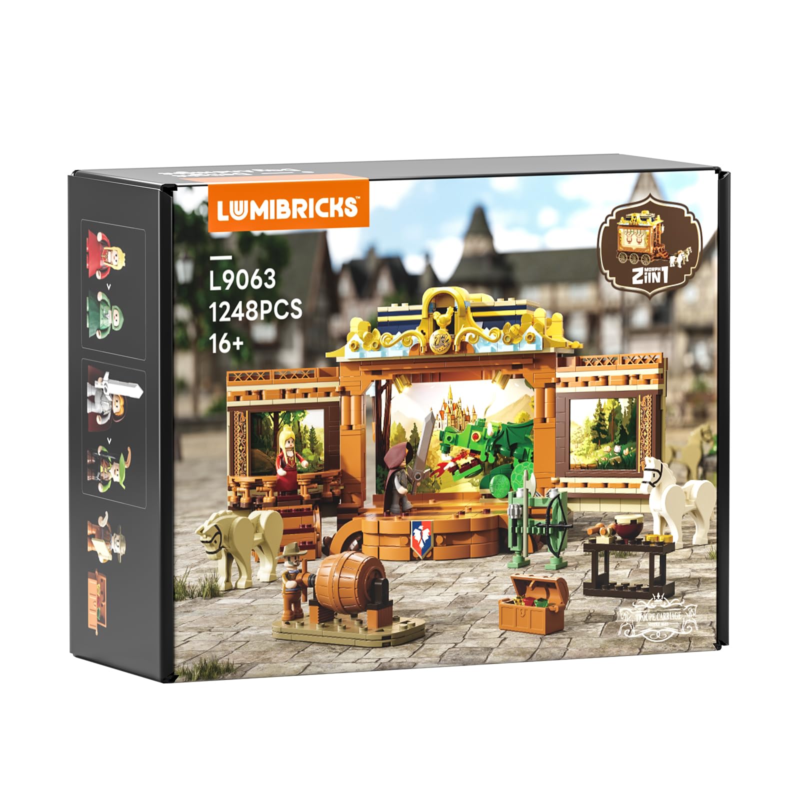 Lumibricks Medieval Troupe Carriage Lighting Building Bricks Set - Middle Ages City Town Playset Multi-Form Modular Collection Display Kit with Minifigures 1248 Pcs for Adults & Teens - Image 9
