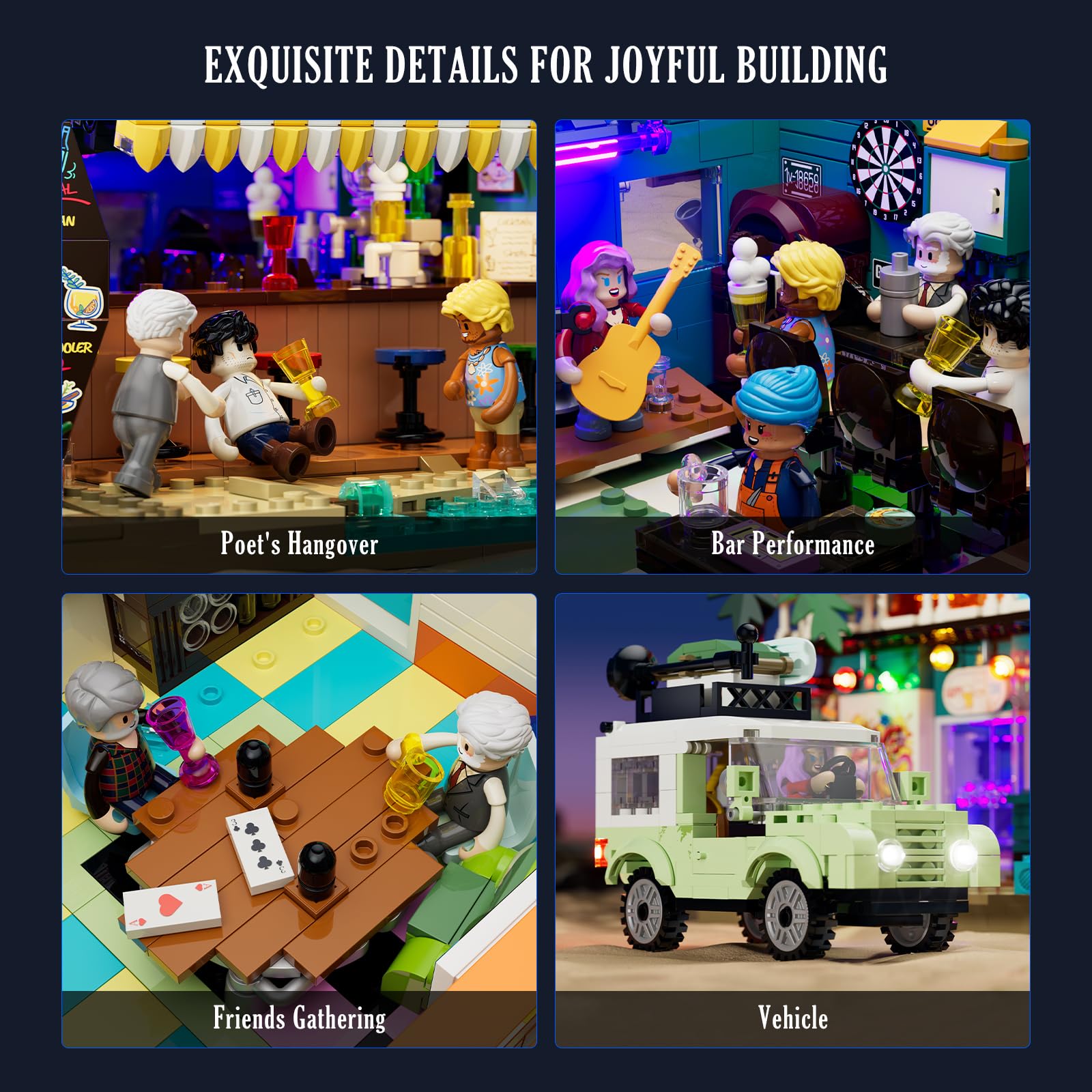 Lumibricks Moon Bar Lighting Building Bricks Set - Road Trip Modular Collection Display Kit with LED and Minifigures 2186 Pcs for Adults & Teens & Marine Enthusiasts - Image 5