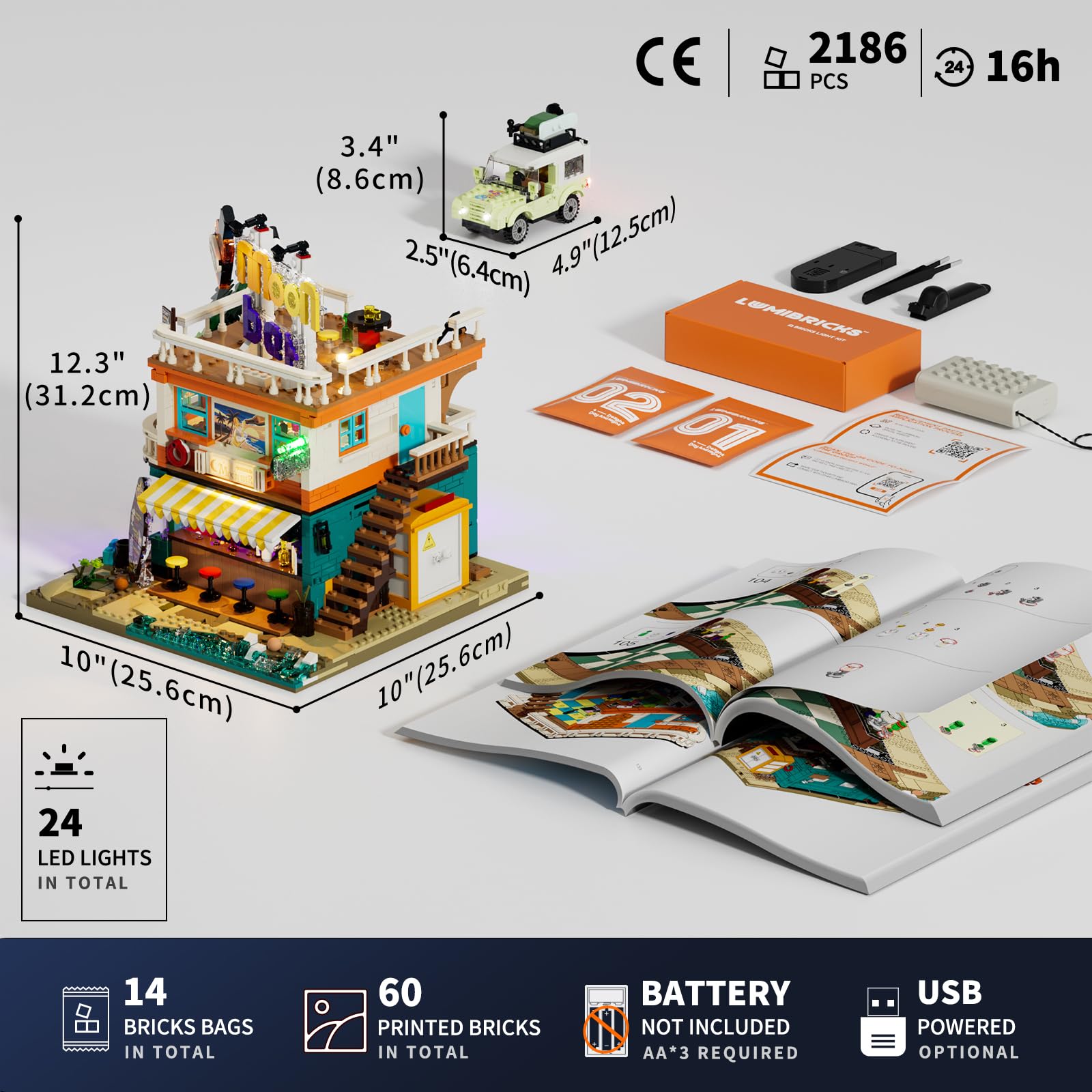 Lumibricks Moon Bar Lighting Building Bricks Set - Road Trip Modular Collection Display Kit with LED and Minifigures 2186 Pcs for Adults & Teens & Marine Enthusiasts - Image 7