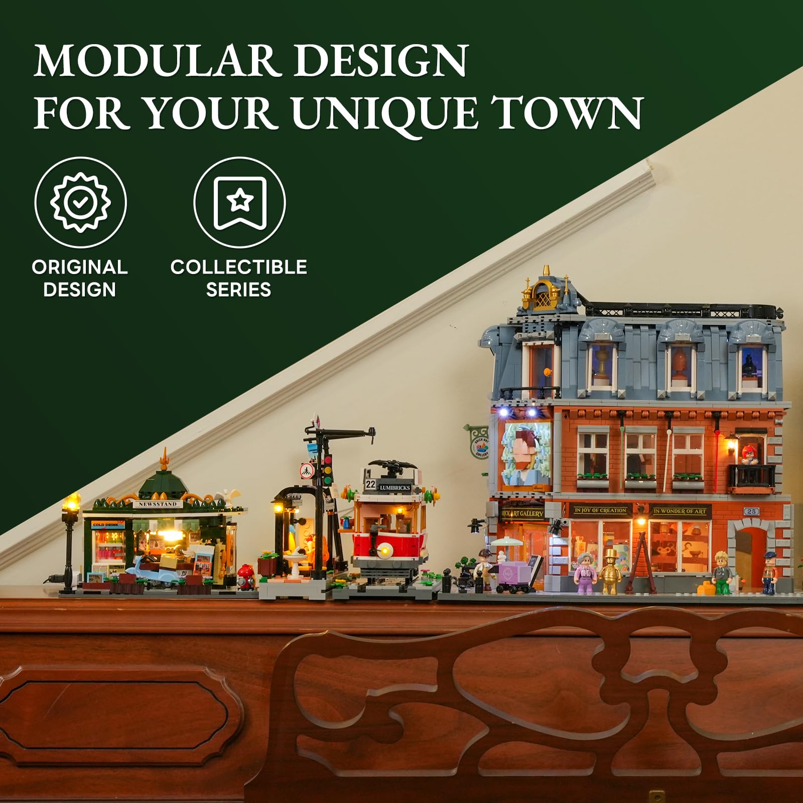 Lumibricks Newsstand Lighting Building Bricks Set - City Town Life Newsstand LED Light Construction Building Model Set 556 Pcs for Adults and Teen - Image 7