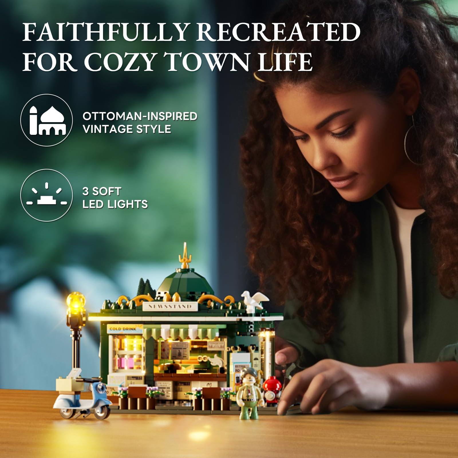 Lumibricks Newsstand Lighting Building Bricks Set - City Town Life Newsstand LED Light Construction Building Model Set 556 Pcs for Adults and Teen - Image 8