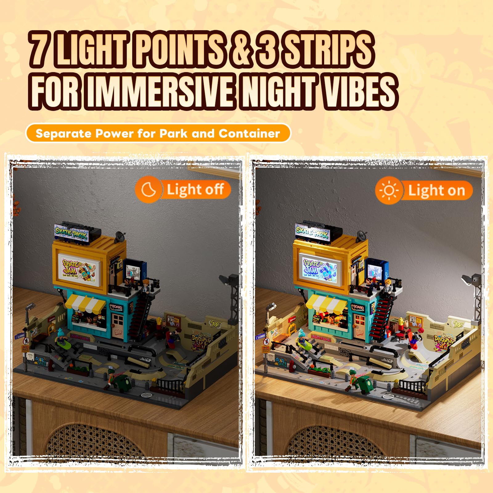 Lumibricks Skate Park Lighting Building Blocks Set - Street Fusion City Town Modular Playset Collection Display kit with Minifigures 1903 Pcs for Adults & Teens & Life Enthusiasts - Image 4