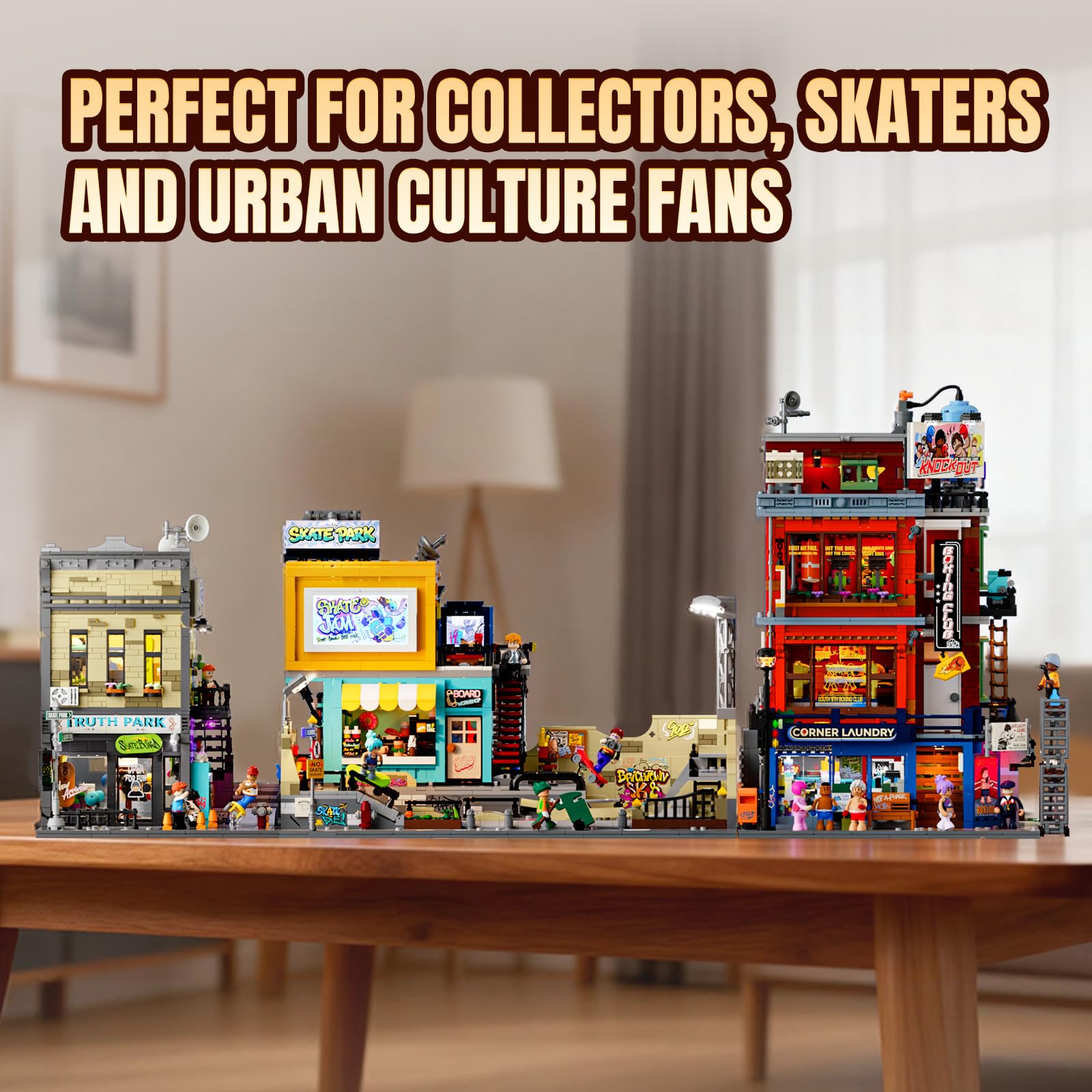 Lumibricks Skate Park Lighting Building Blocks Set - Street Fusion City Town Modular Playset Collection Display kit with Minifigures 1903 Pcs for Adults & Teens & Life Enthusiasts - Image 7