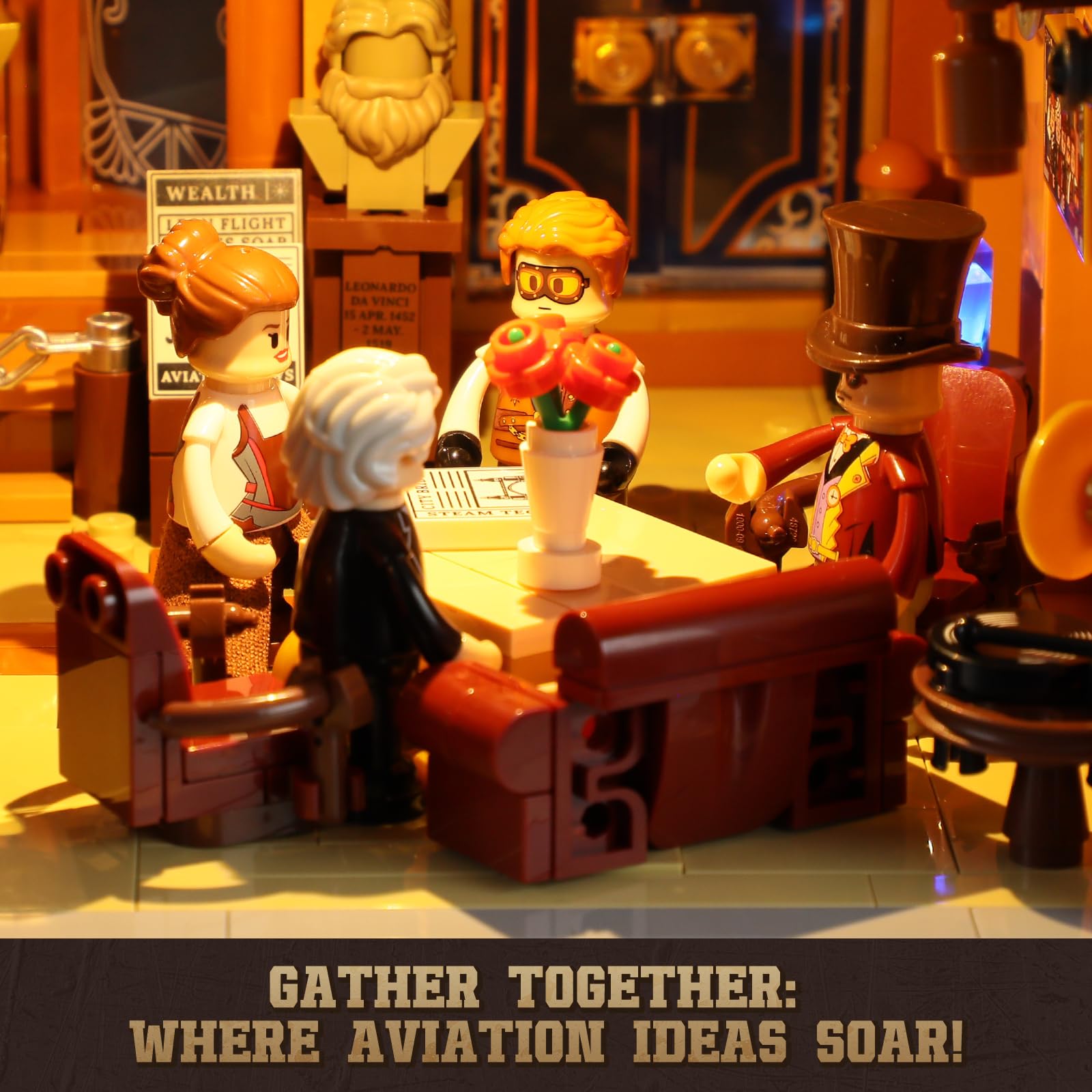 Lumibricks Steampunk Flying Club Lighting Building-Bricks Set - 1871 Pcs Modular Building Blocks Display Collectible Set for Adults - Image 3