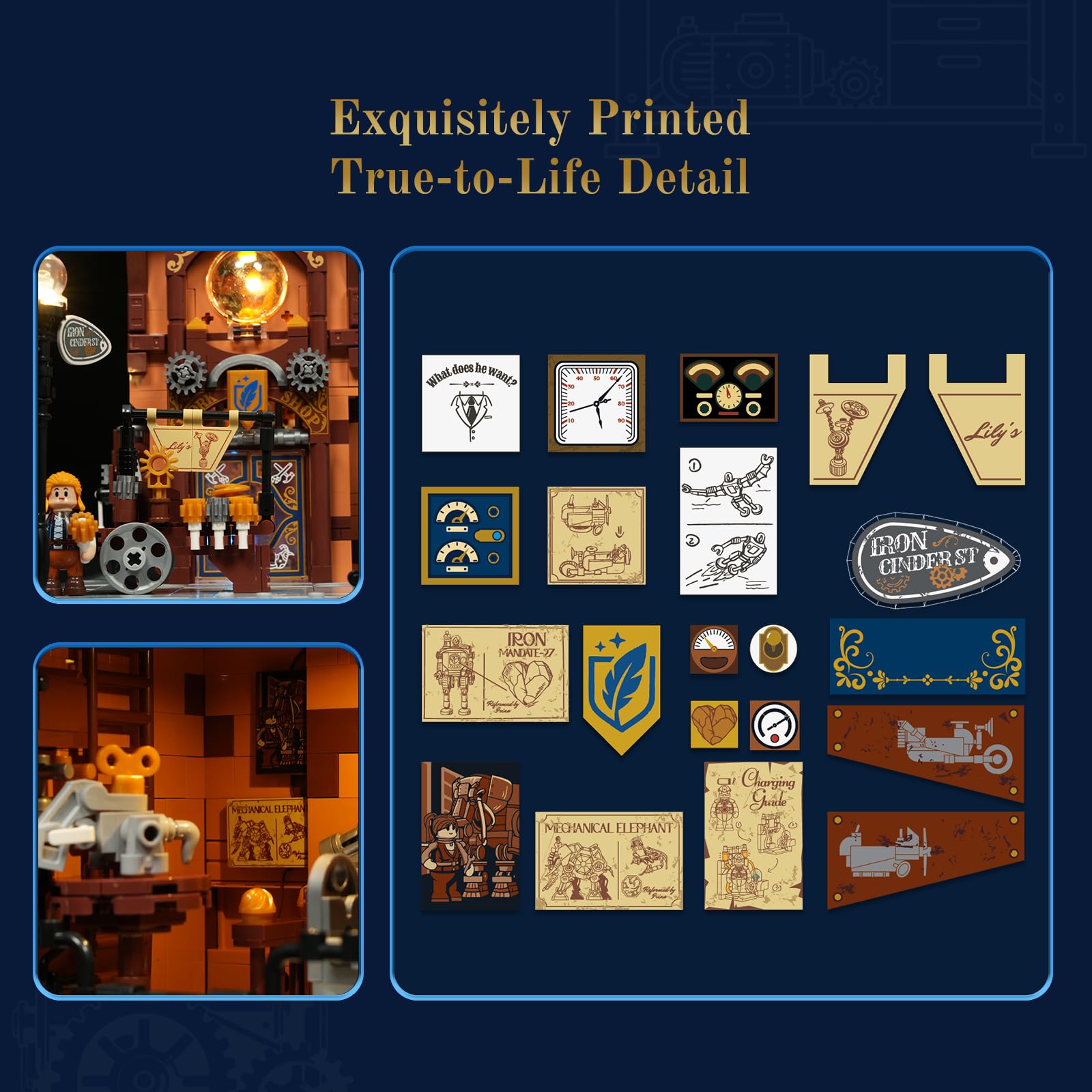 Lumibricks Steampunk Mechanical Workshop Lighting Building-Bricks Set, 2006 Pcs The Sky-Lane Repair Shop Modular Building from Aeronauts Collection Display Set for Adults and Steampunk Lovers - Image 6