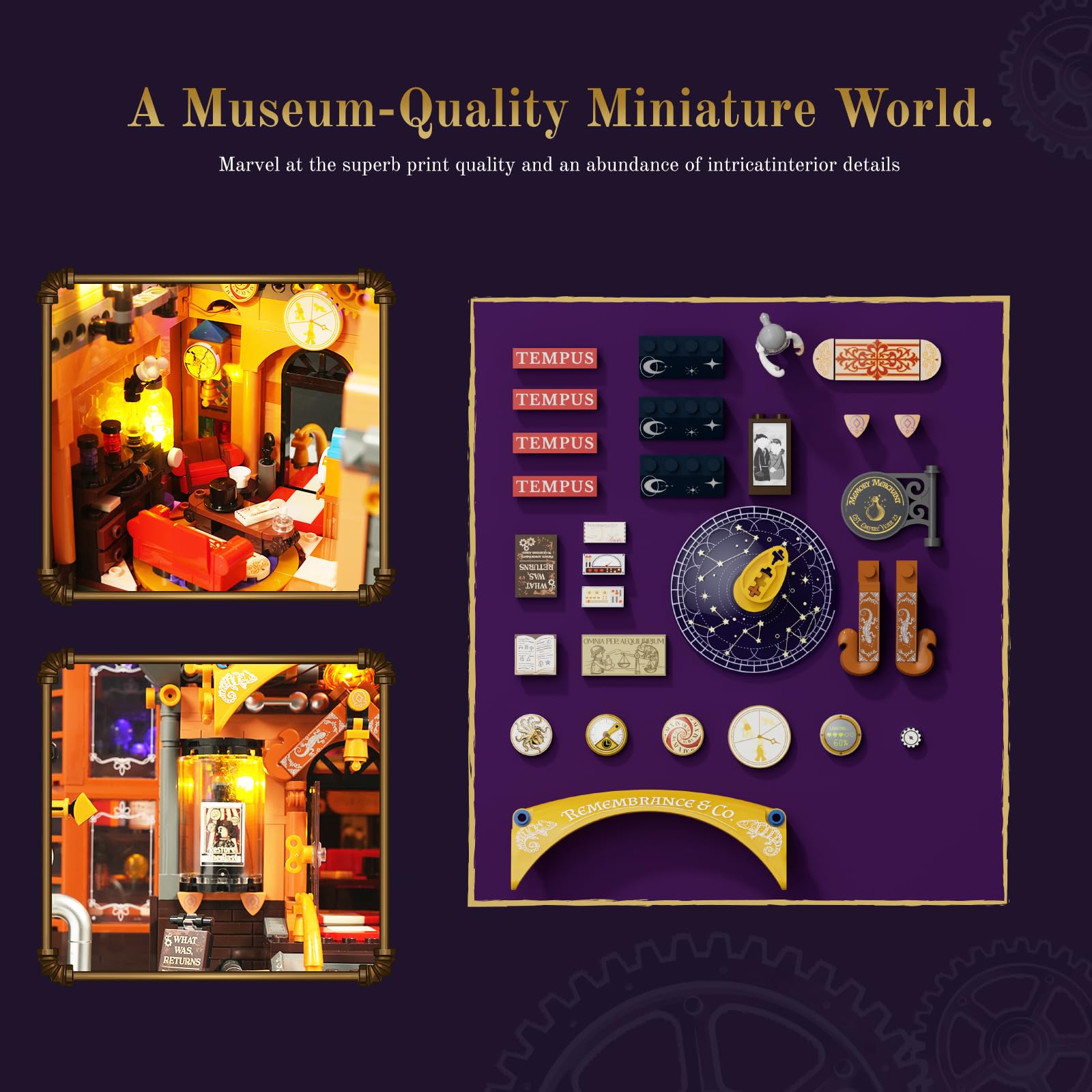 Lumibricks Steampunk Memory Magic Shop Lighting Building-Bricks Set, 2056 Pcs Modular Building from Chrono Custodians Collection Display Set for Adults and Steampunk Lovers - Image 5