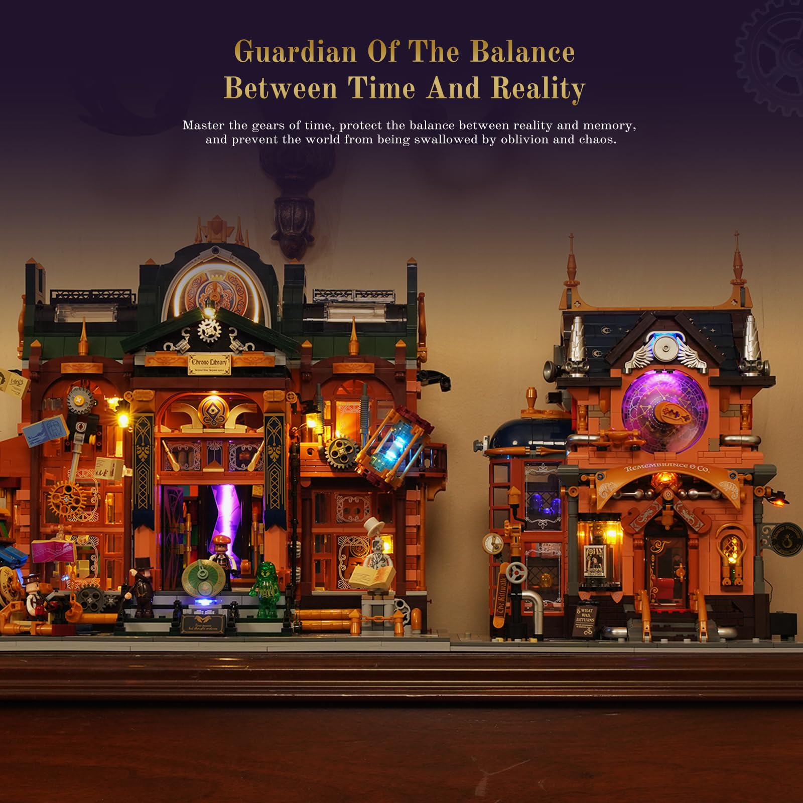 Lumibricks Steampunk Memory Magic Shop Lighting Building-Bricks Set, 2056 Pcs Modular Building from Chrono Custodians Collection Display Set for Adults and Steampunk Lovers - Image 7