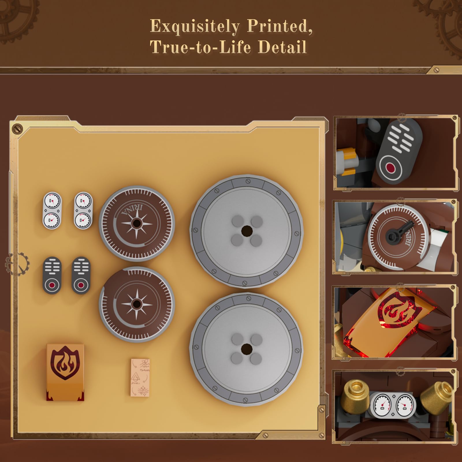 Lumibricks Steampunk Steamphant Lighting Building Bricks Set - Mammoth Model Playset Collection Display kit with Minifigures 1055 Pcs for Adults & Teens & Steampunk Lovers - Image 4