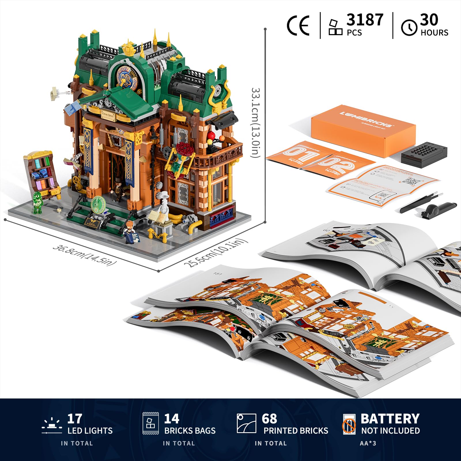 Lumibricks Steampunk Time-Rift Library Lighting Building-Bricks Set, 3187 Pcs Modular Building from Chrono Custodians Collection Display Set for Adults and Steampunk Lovers - Image 7