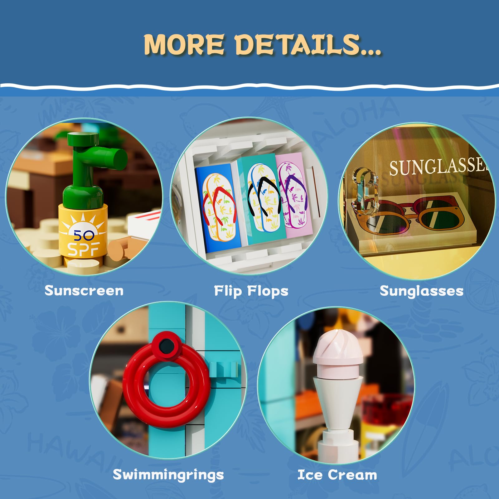 Lumibricks Surf Shop Lighting Building Bricks Set - Coast Club Modular Collection Display Kit with LED and Minifigures 1752 Pcs for Adults & Teens & Marine Enthusiasts - Image 5