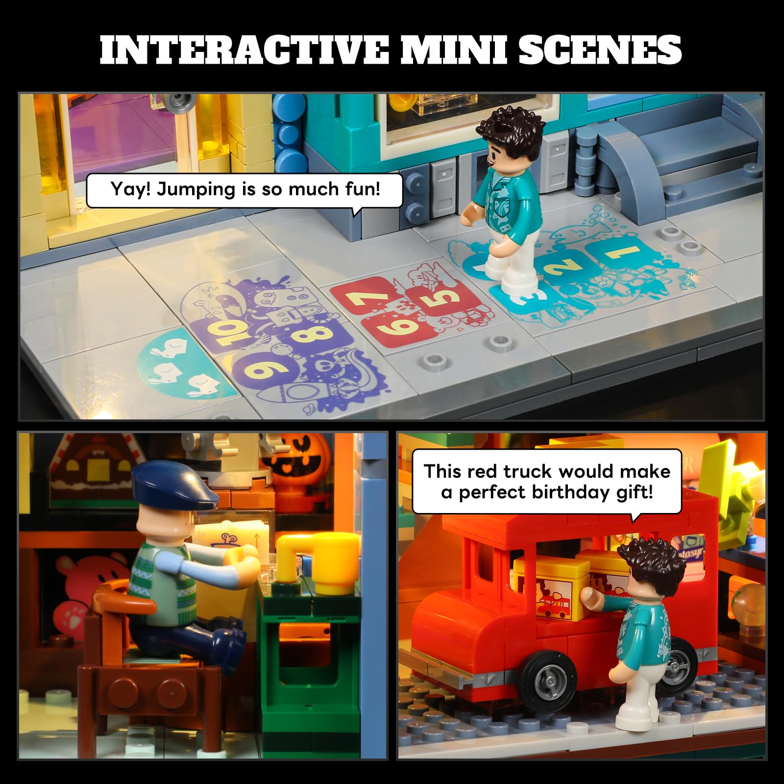 Lumibricks Toy-Store Lighting Building-Bricks Set – City Town Modular Townhouse Toy Shop Dollhouse LED Light Display Model 3086 Pcs Construction Kit for Adults and Teens - Image 4