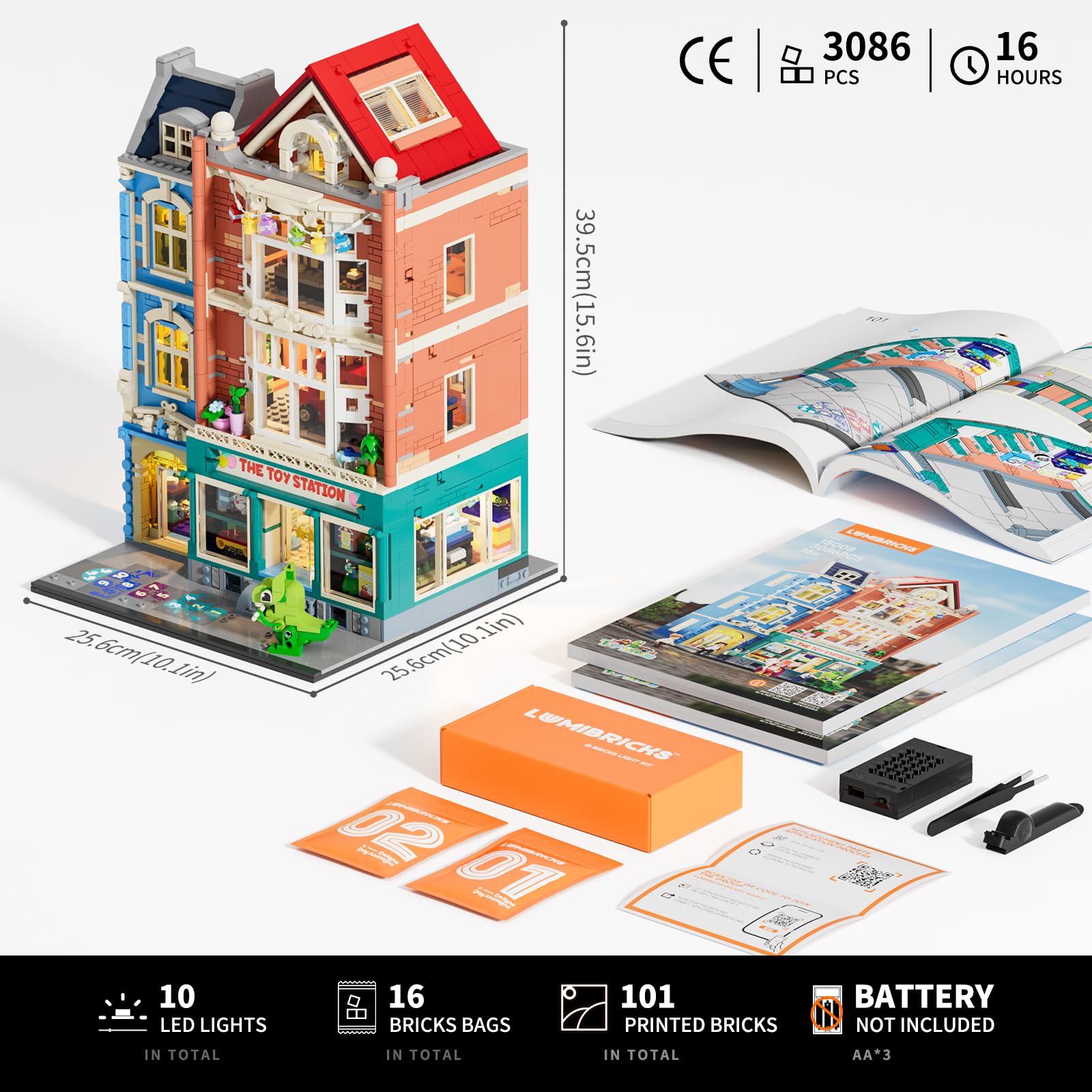 Lumibricks Toy-Store Lighting Building-Bricks Set – City Town Modular Townhouse Toy Shop Dollhouse LED Light Display Model 3086 Pcs Construction Kit for Adults and Teens - Image 6
