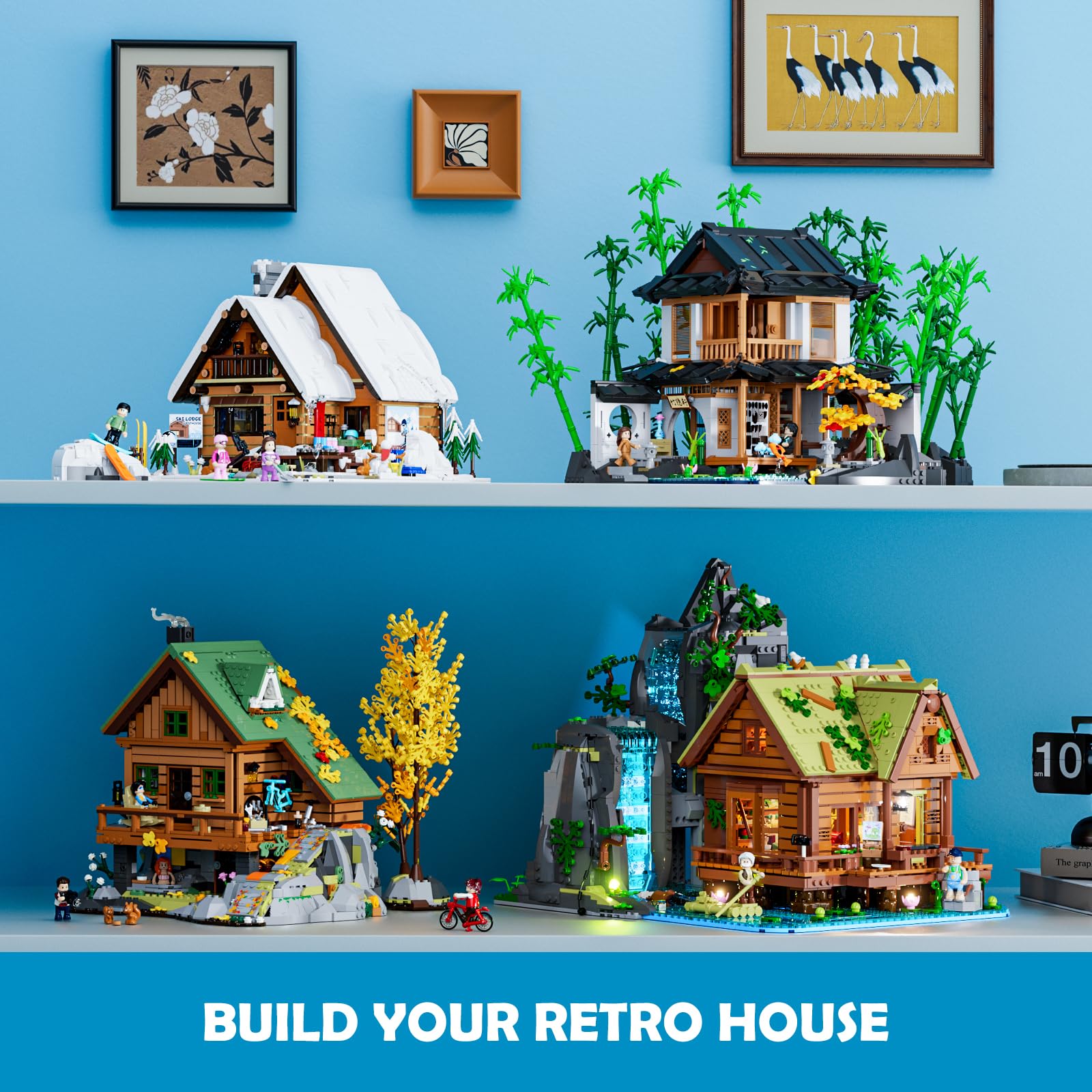 Lumibricks Waterfall-Cabin Lighting Building-Bricks Set - 2539 Pcs Retro Waterfall House Collection LED Light Set for Adults and Retro House Architecture Building Collectors - Image 7